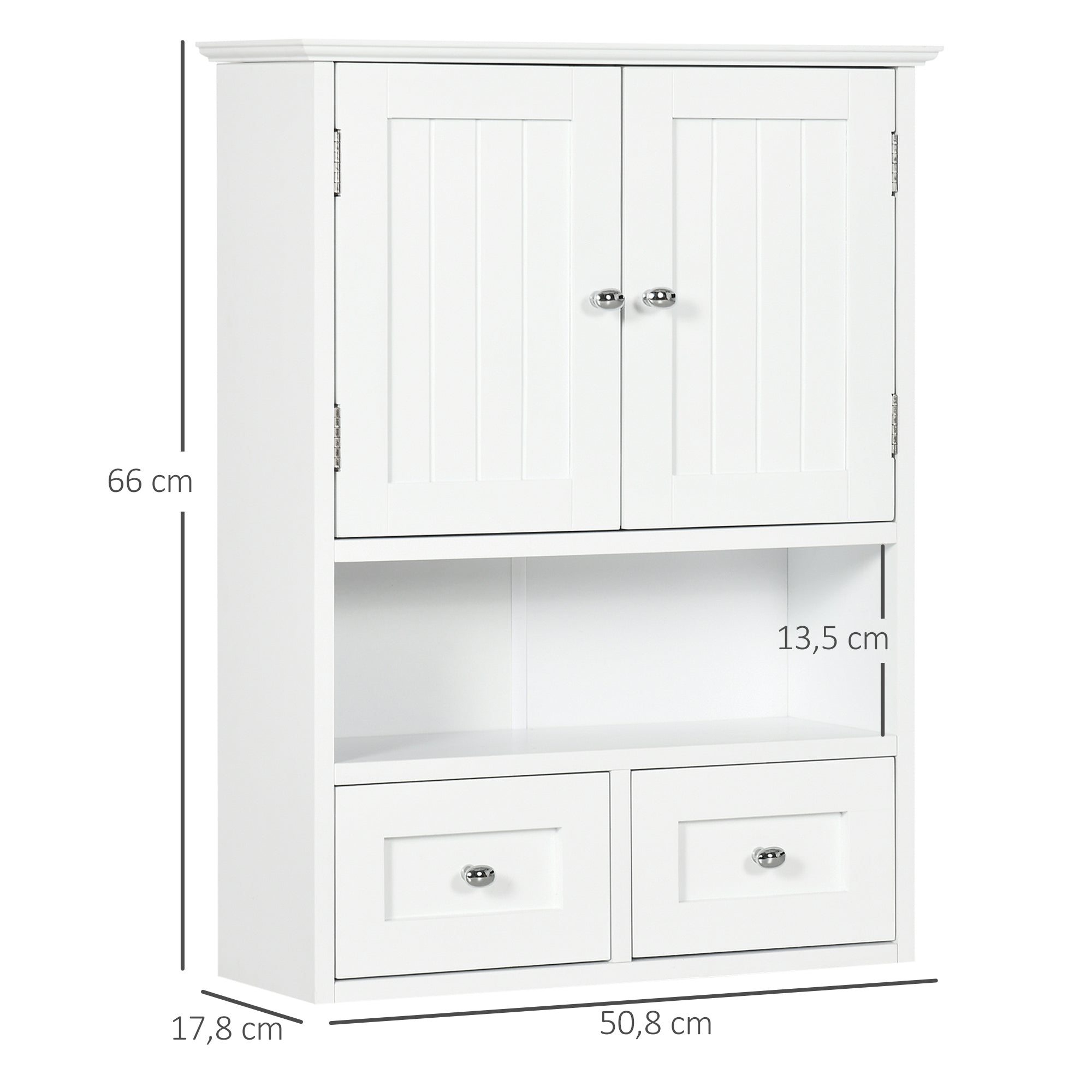 Armário de Parede para Casa de Banho 50,8x17,8x66 cm Branco