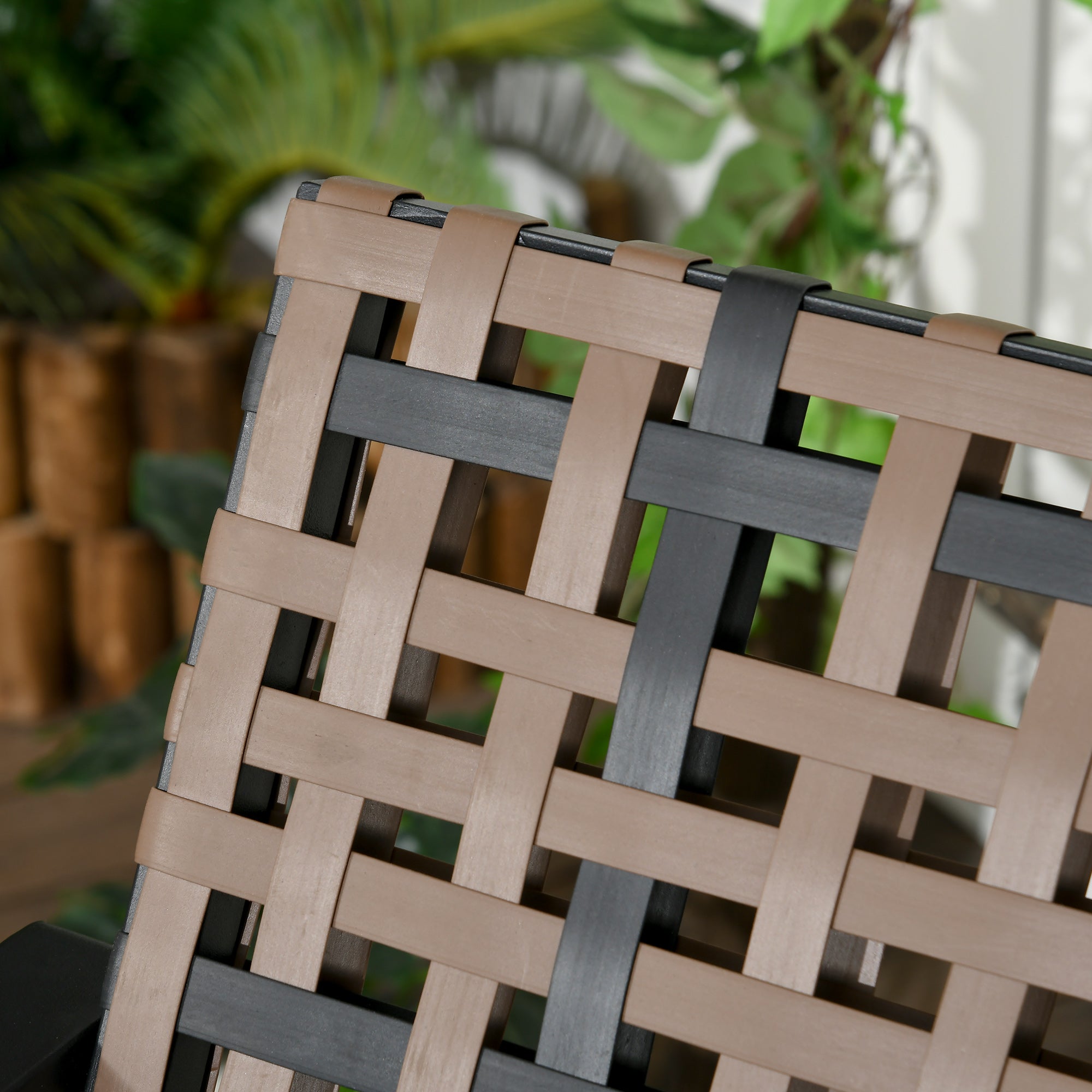 Conjunto de Jardim Vime Sintético Marrom e Preto 120x82x77 cm