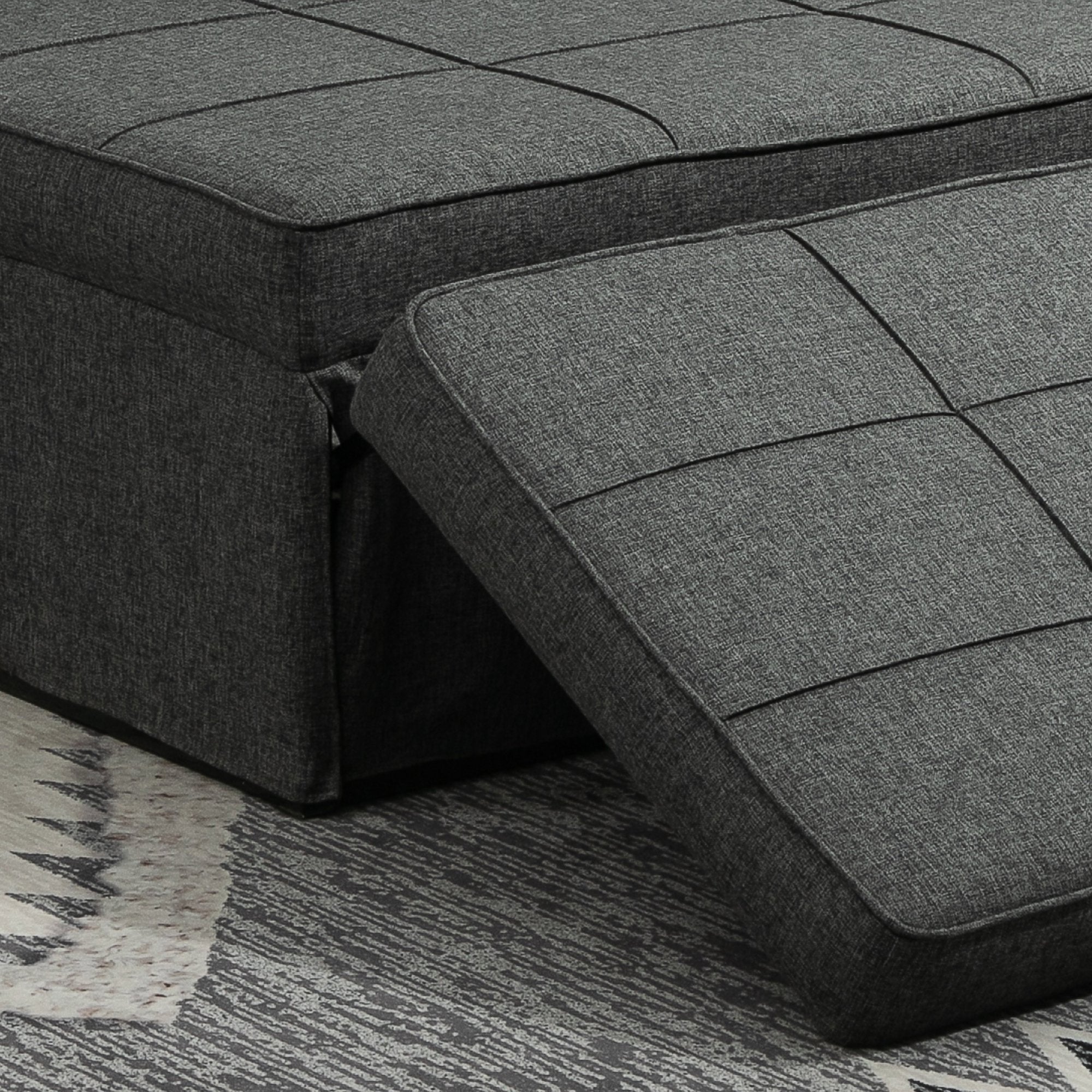 Sofá Cama Individual Estofado em Linho 95x189x43cm - Cinzento