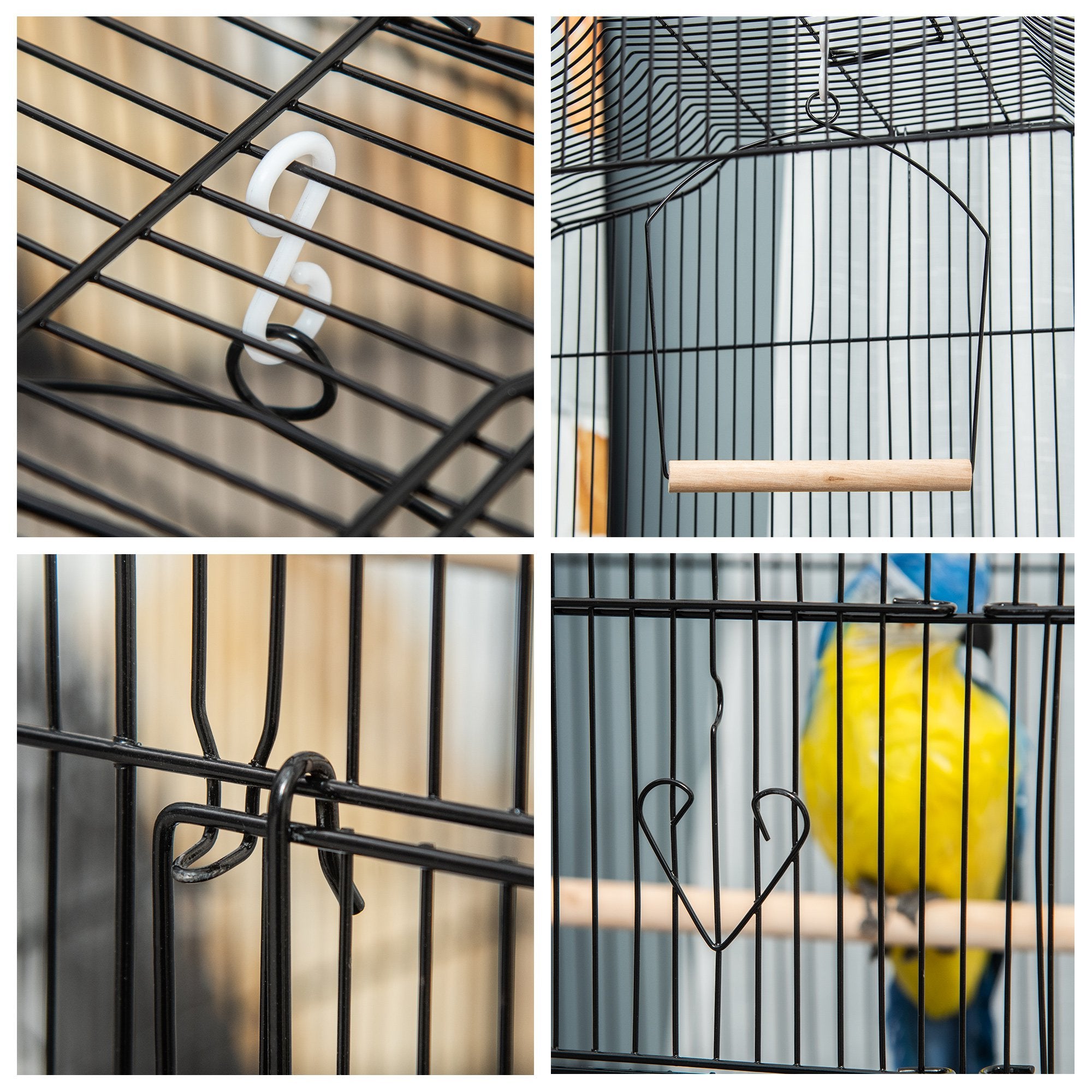 Gaiola para Pássaros – 46,5x35,5x92 cm – Preto – Metal e Plástico