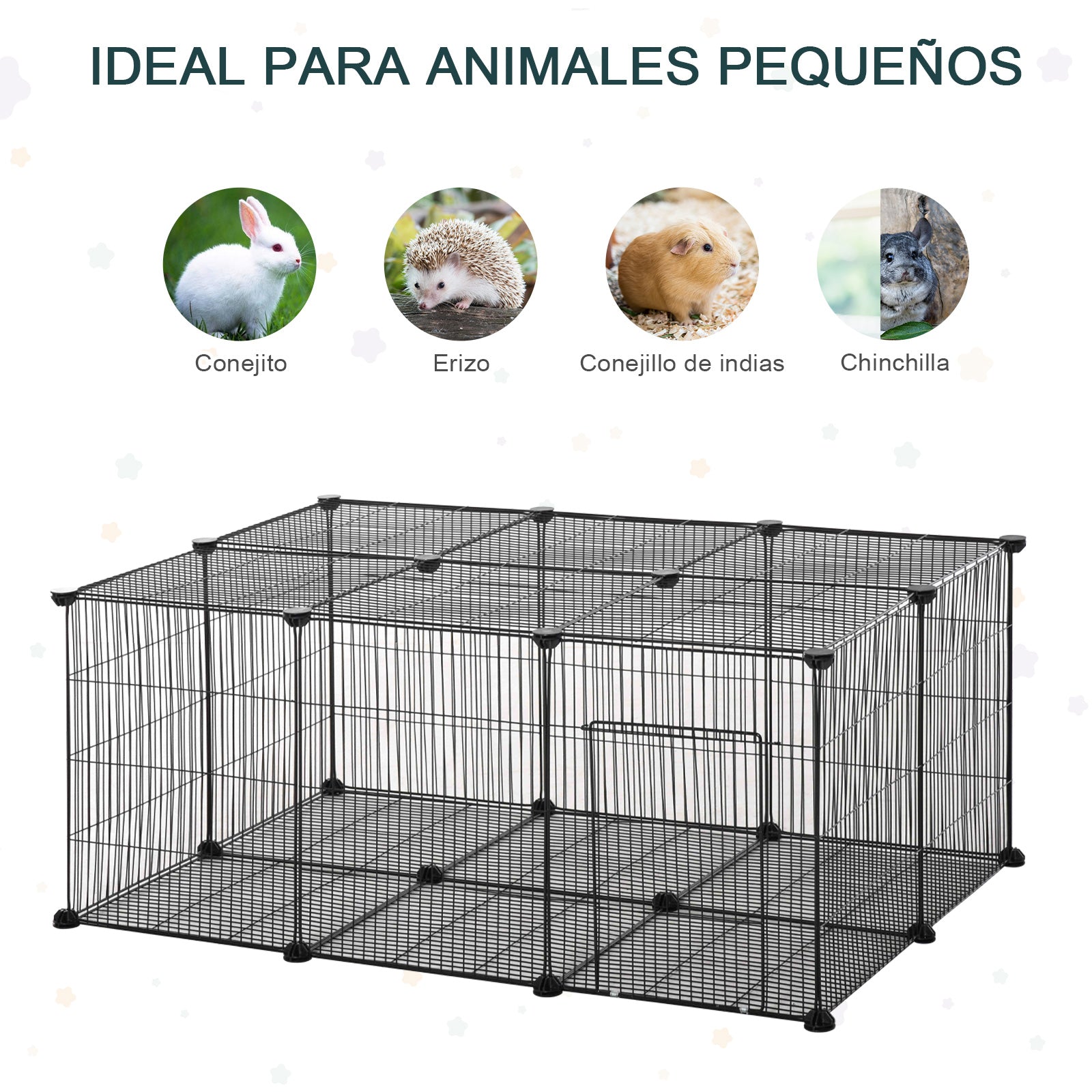 Recinto Modular para Pequenos Animais 105x70x45 cm - Preto