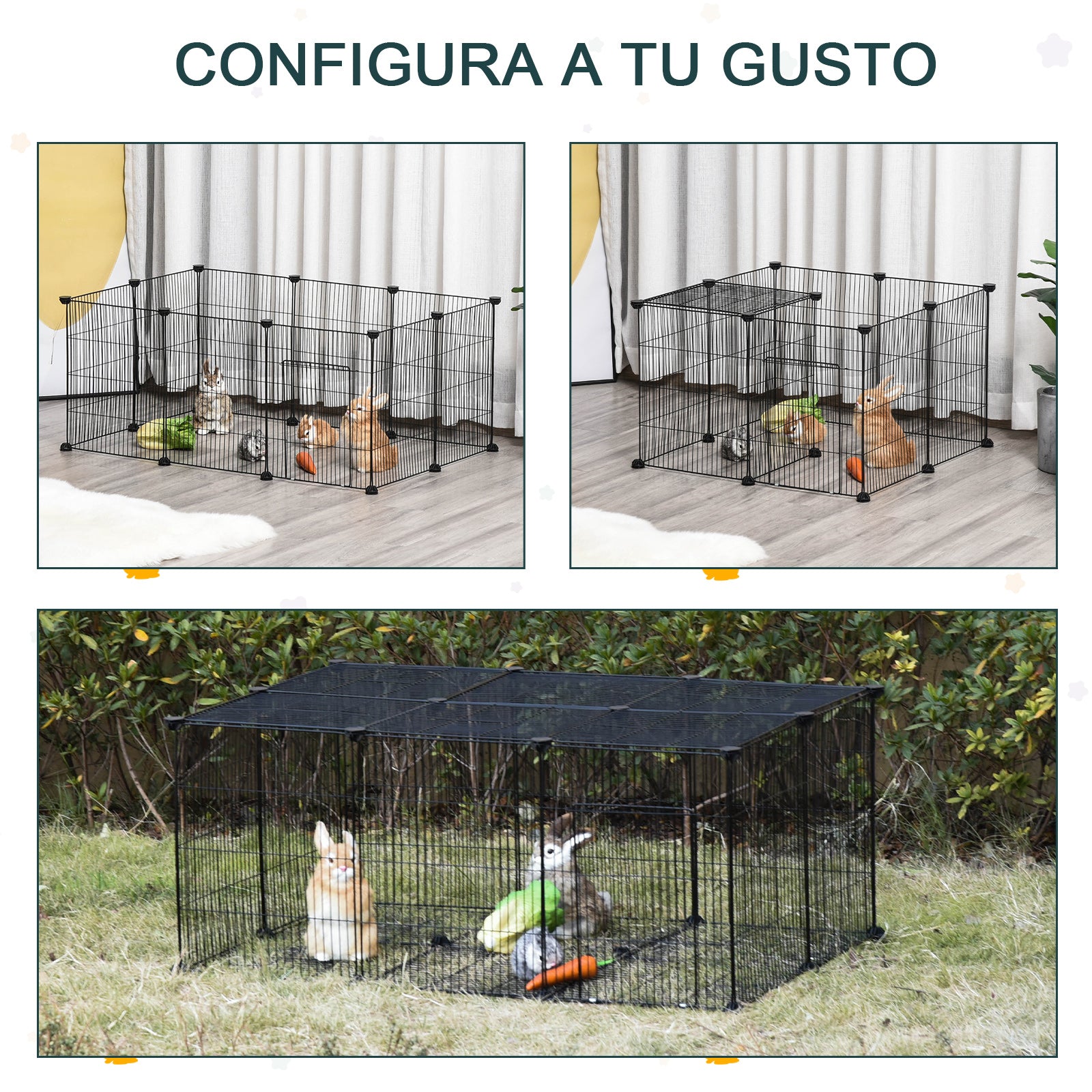 Recinto Modular para Pequenos Animais 105x70x45 cm - Preto