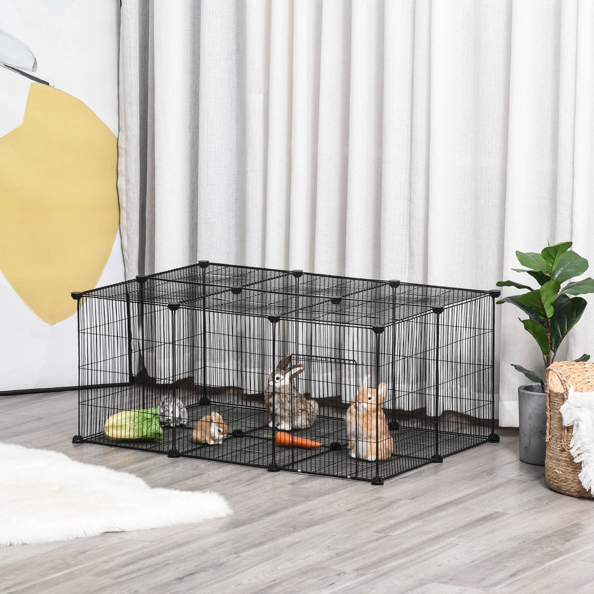 Recinto Modular para Pequenos Animais 105x70x45 cm - Preto