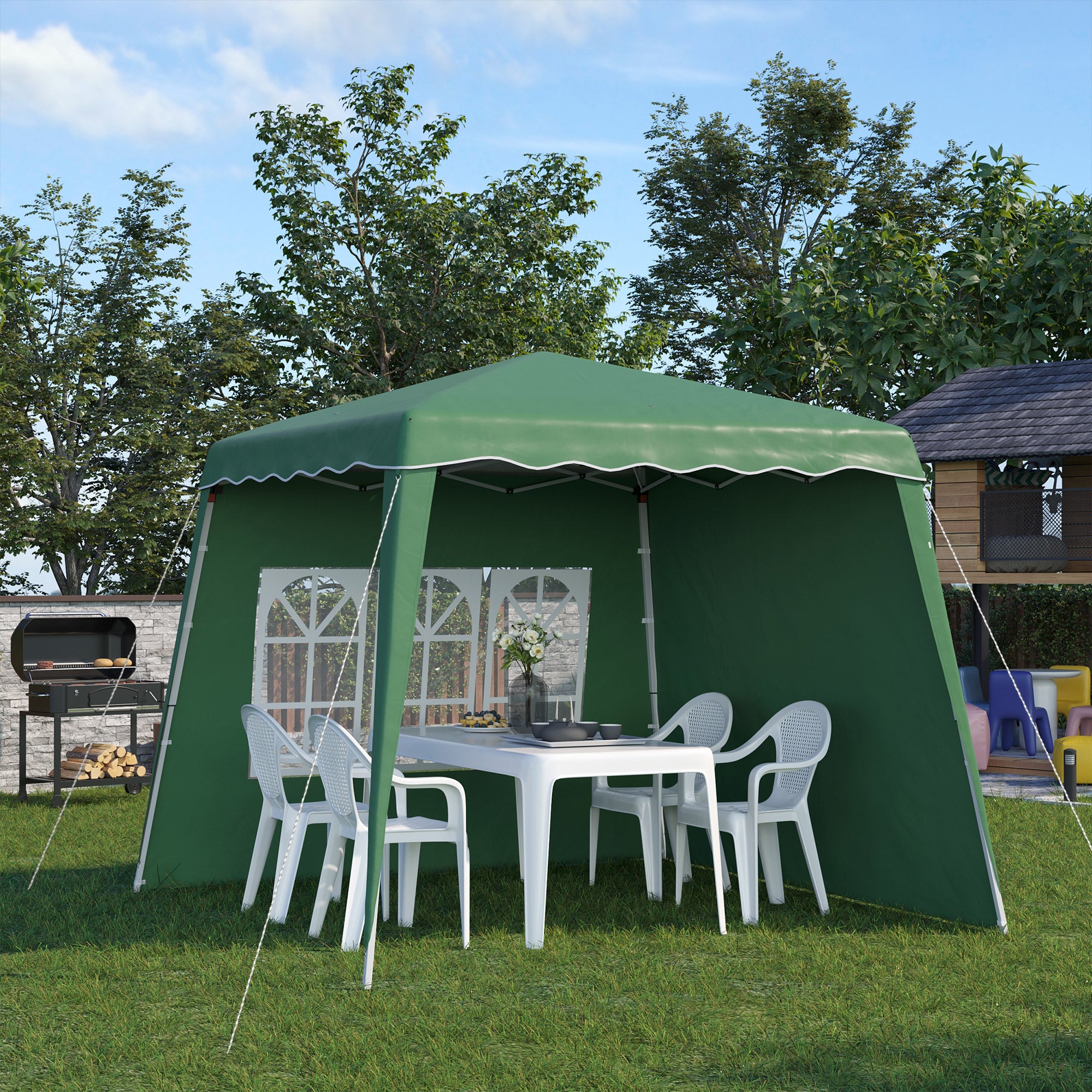 Tenda Dobrável Verde com 240x240x250 cm e Proteção UV50+