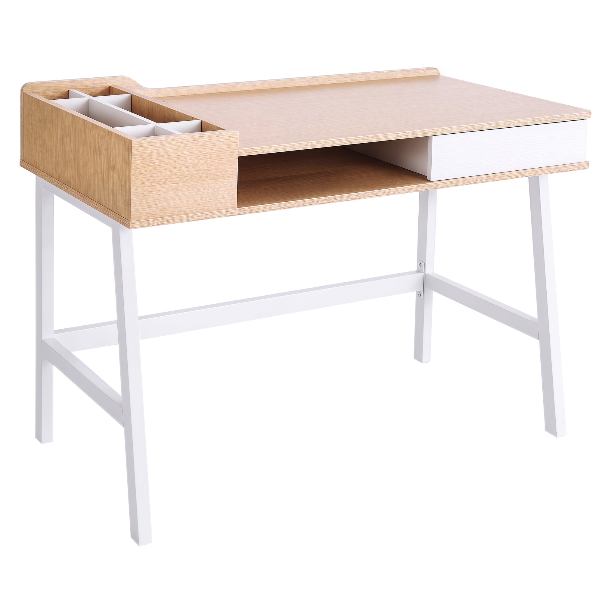 Secretária para Computador 100x55x81,5 cm em Carvalho e Branco