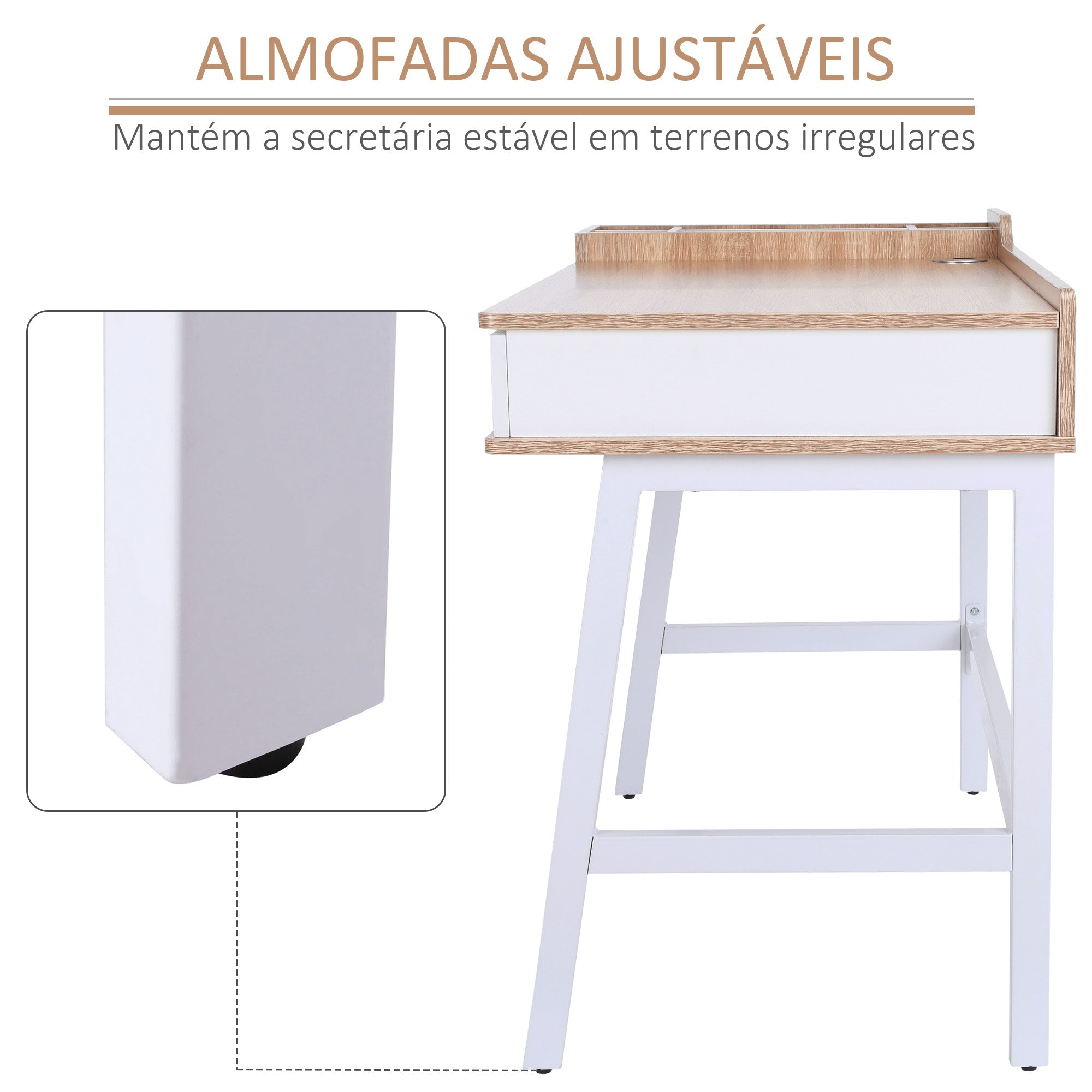 Secretária para Computador 100x55x81,5 cm em Carvalho e Branco