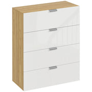 Cómoda Moderna 4 Gavetas Branco e Madeira 70x35x92 cm
