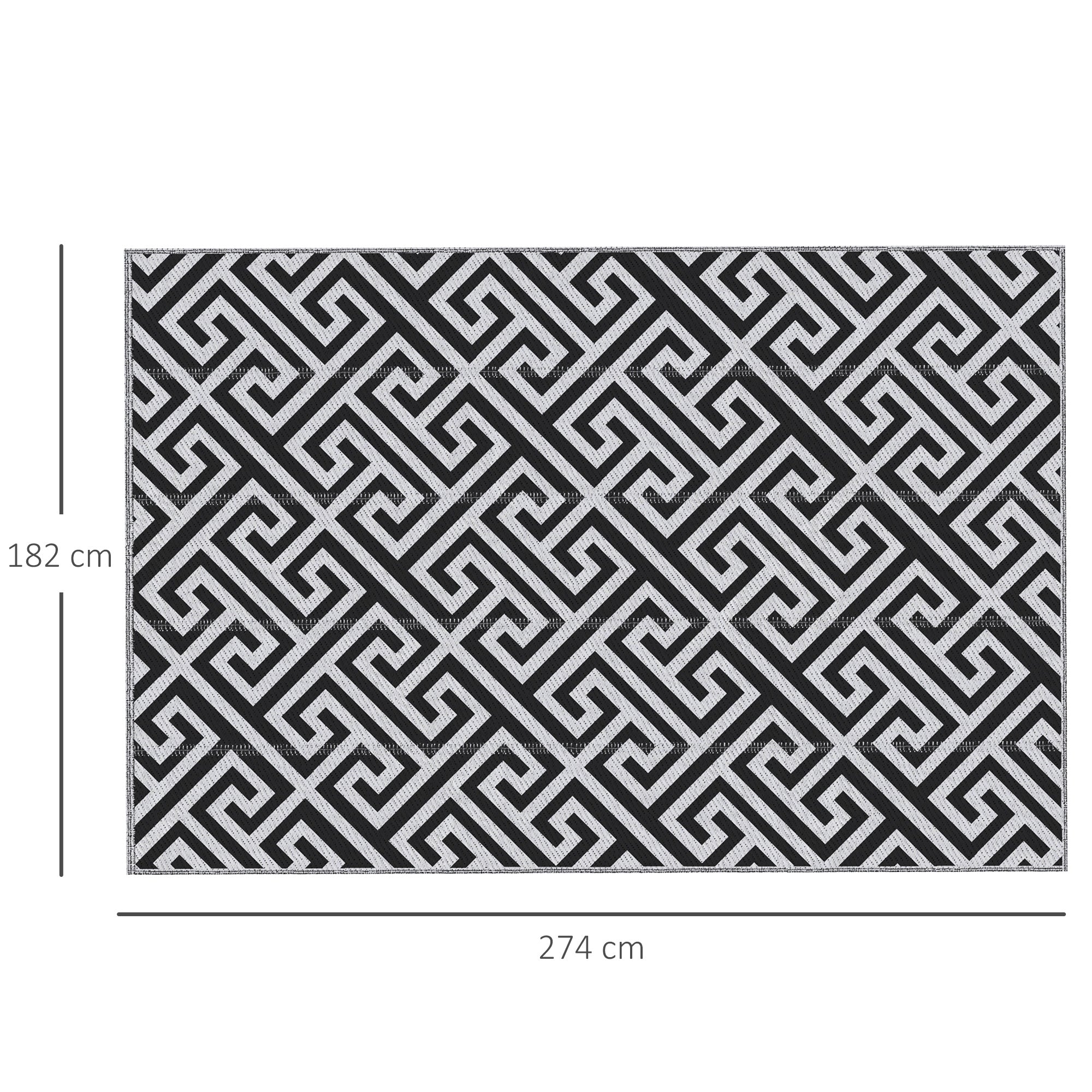 Tapete de Exterior Geométrico Branco e Preto 182x274 cm
