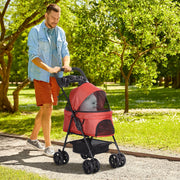 Carrinho para Animais de Estimação Dobrável 67x45x96 cm - Vermelho
