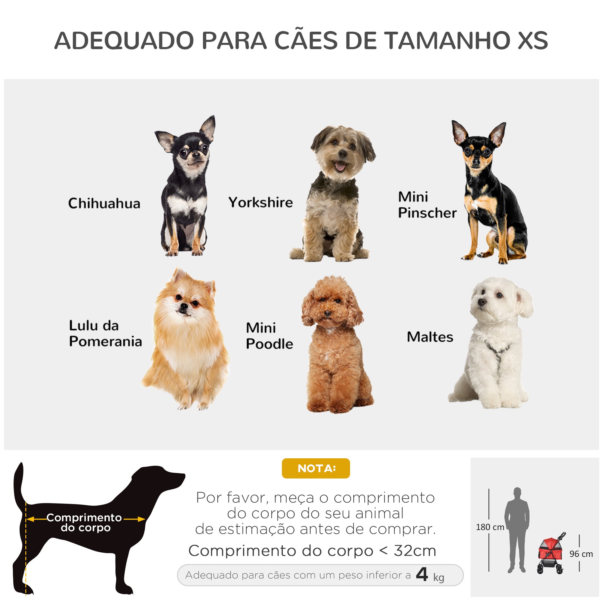 Carrinho para Animais de Estimação Dobrável 67x45x96 cm - Vermelho