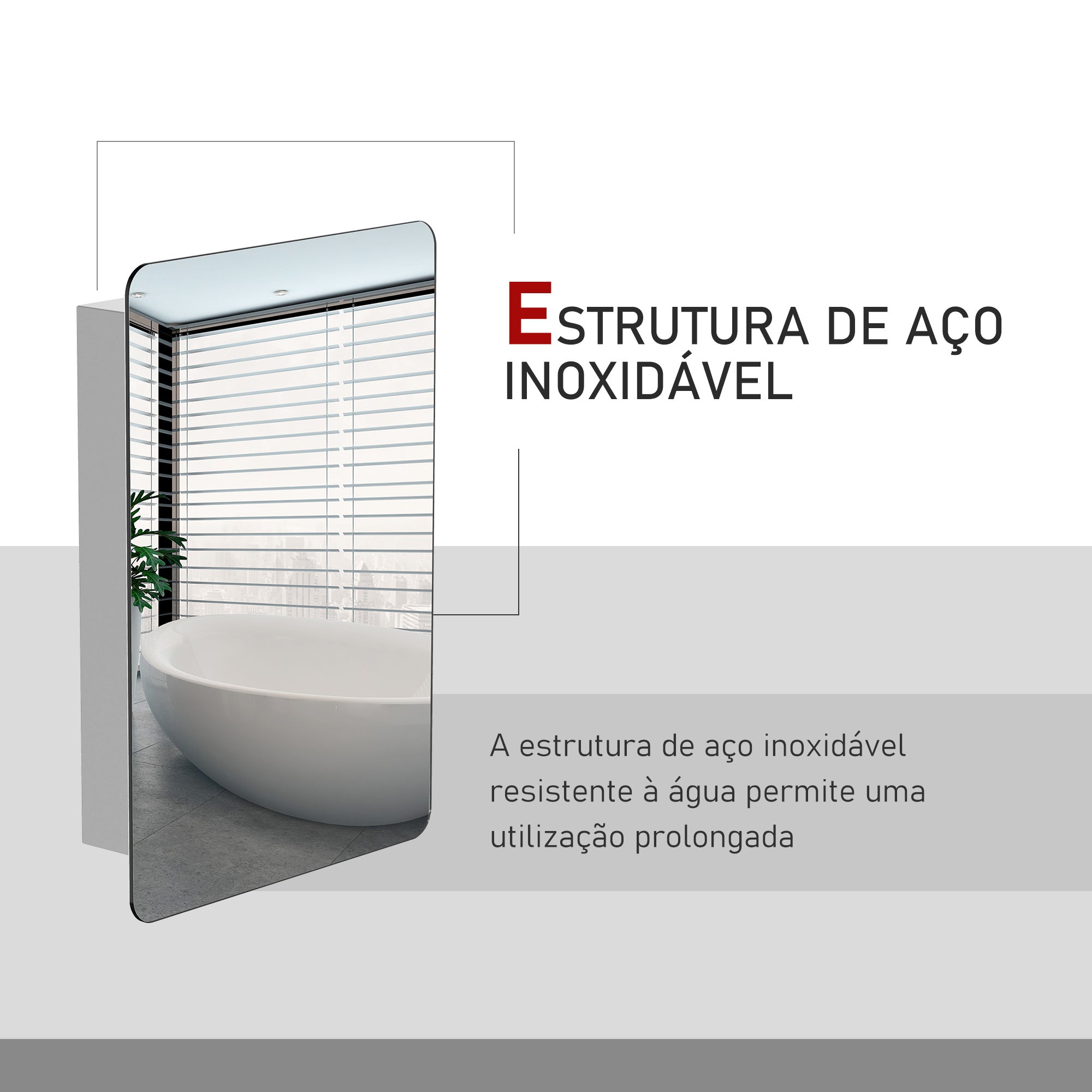 Armário de Casa de Banho com Espelho Prata 46x12x66cm