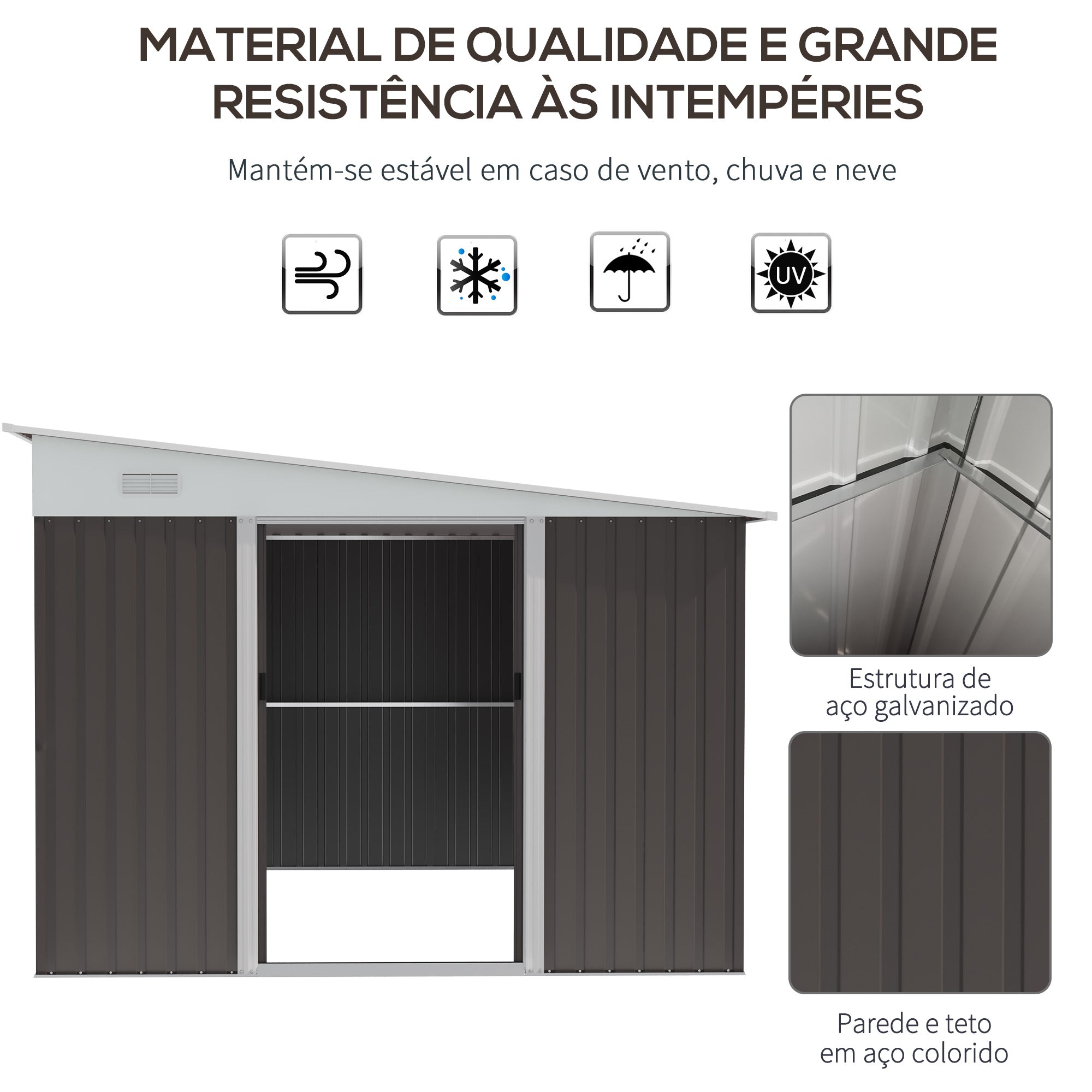 Abrigo de Jardim Cinzento 280x345x201 cm - Espaçoso e Resistente