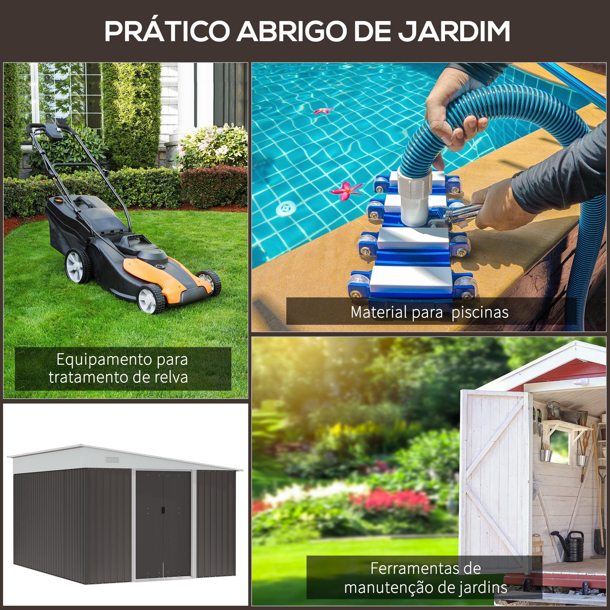 Abrigo de Jardim Cinzento 280x345x201 cm - Espaçoso e Resistente