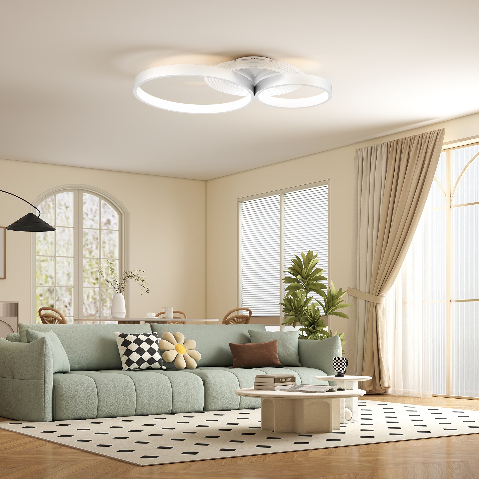Candeeiro de Teto LED Branco 59x38x7,4 cm - Iluminação LED 3000K/4000K/6500K
