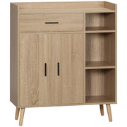 Aparador de Sala Moderno em Madeira Natural 80x30x96.5 cm
