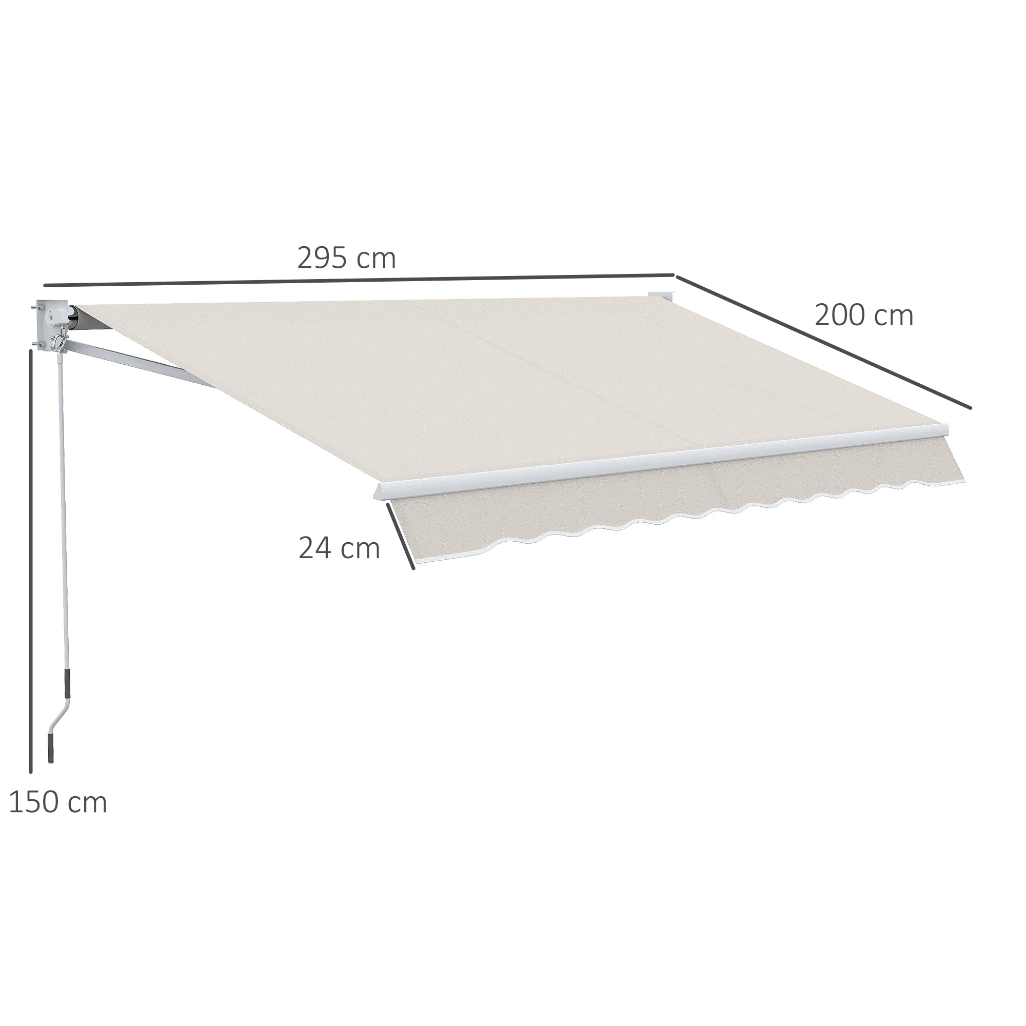 Toldo Manual Retrátil 200x295 cm Cor Creme