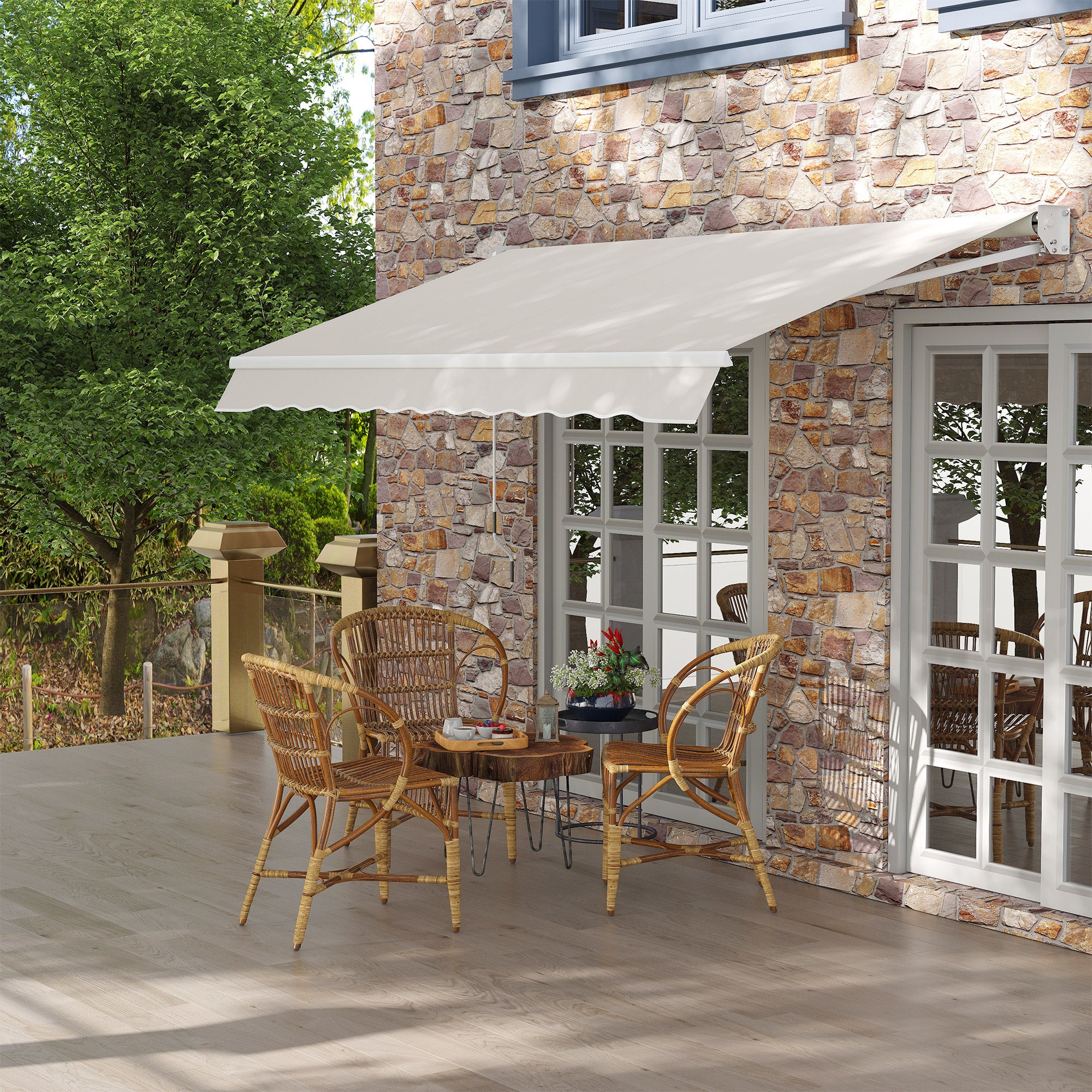Toldo Manual Retrátil 200x295 cm Cor Creme