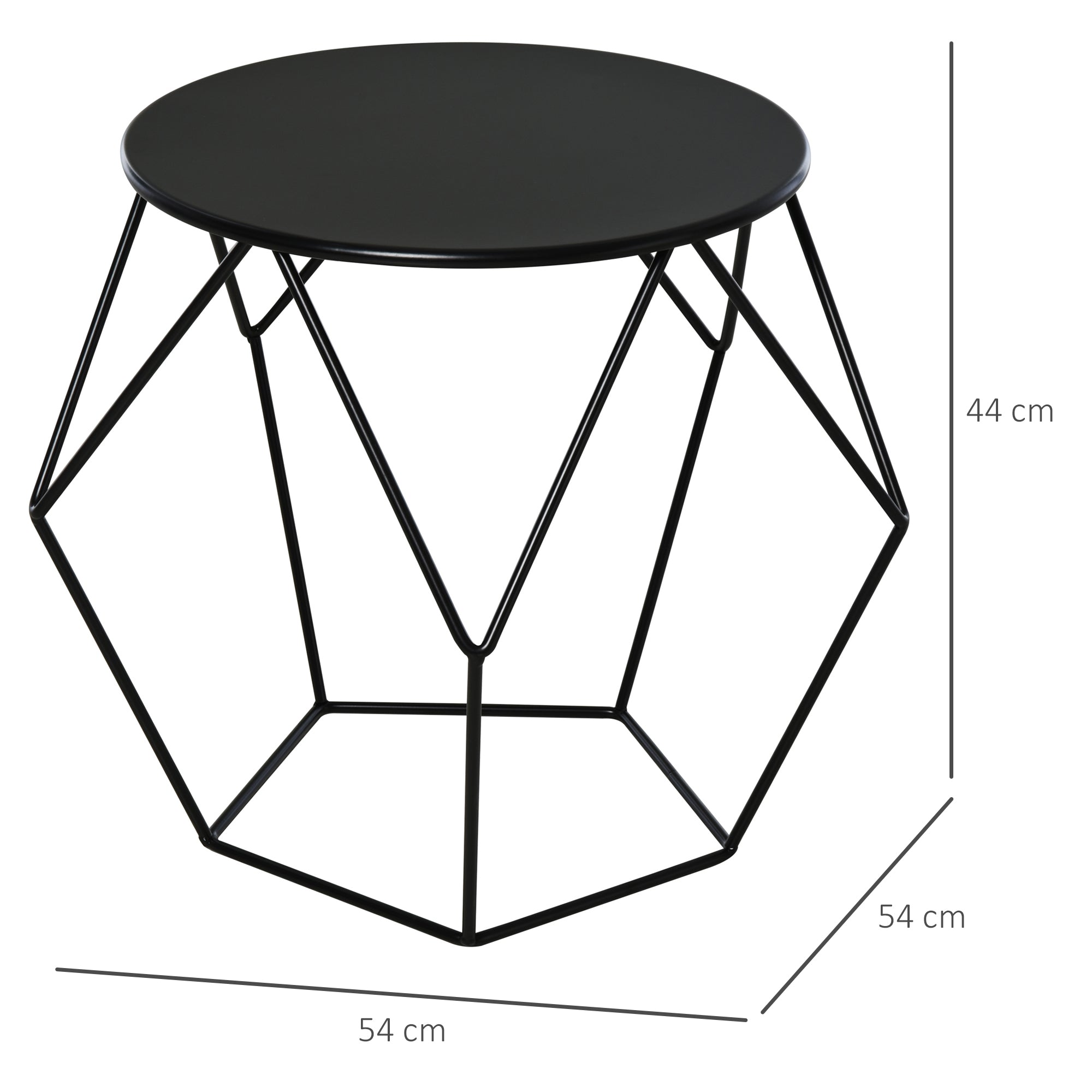 Mesa de Centro Moderna Redonda 51x51x44 cm Cor Preto