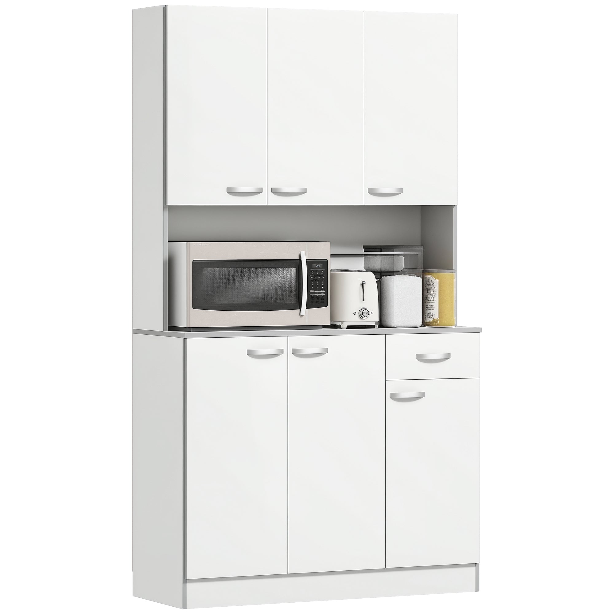 Armário de Cozinha Aparador de Sala de Jantar Branco 101x39x180 cm