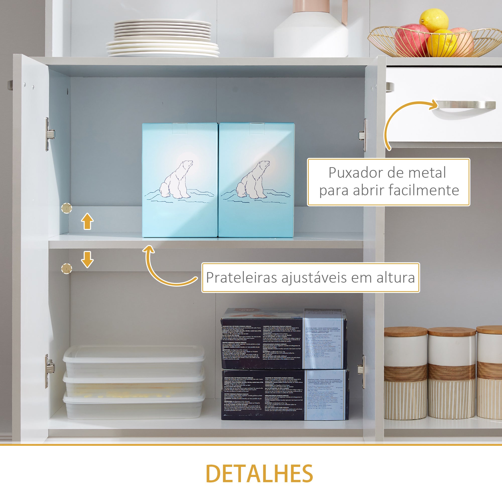 Armário de Cozinha Aparador de Sala de Jantar Branco 101x39x180 cm