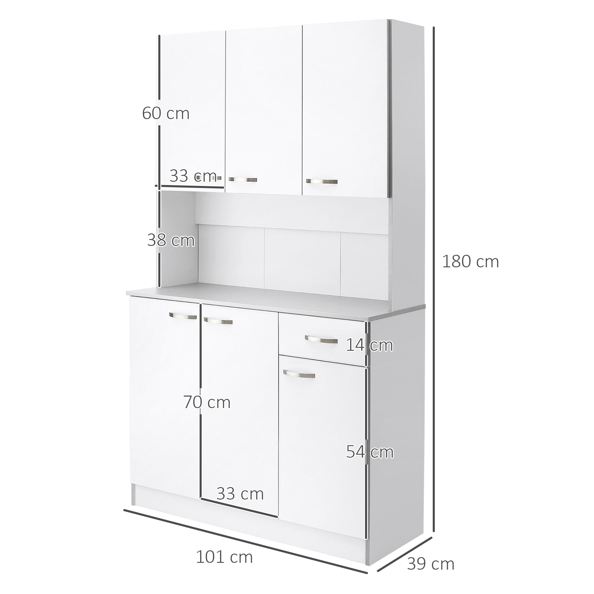 Armário de Cozinha Aparador de Sala de Jantar Branco 101x39x180 cm