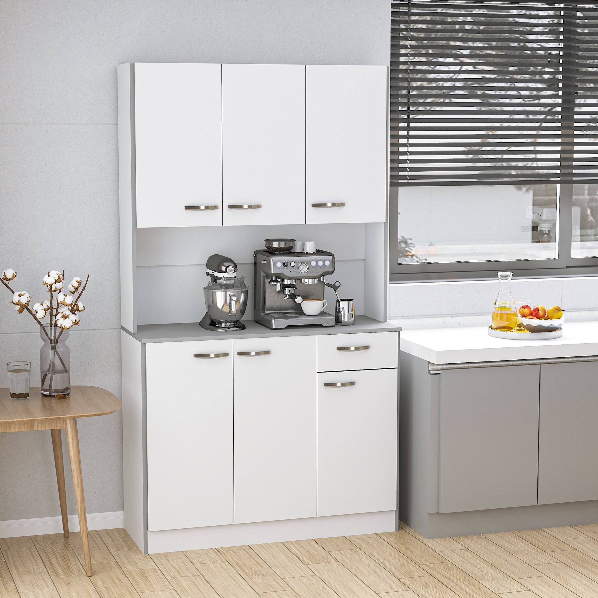 Armário de Cozinha Aparador de Sala de Jantar Branco 101x39x180 cm