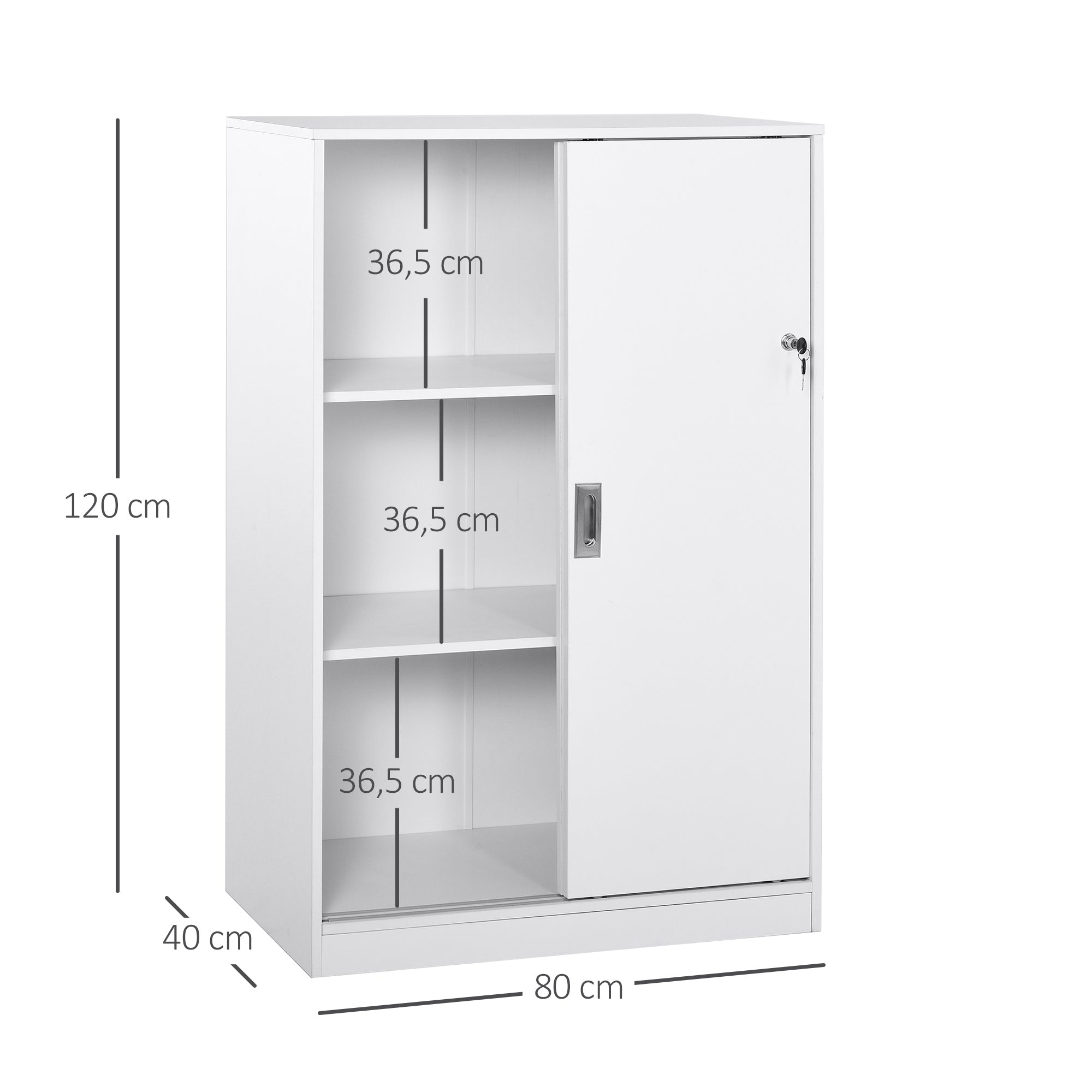 Armário de Escritório 80x40x120cm Branco - Organização e Segurança