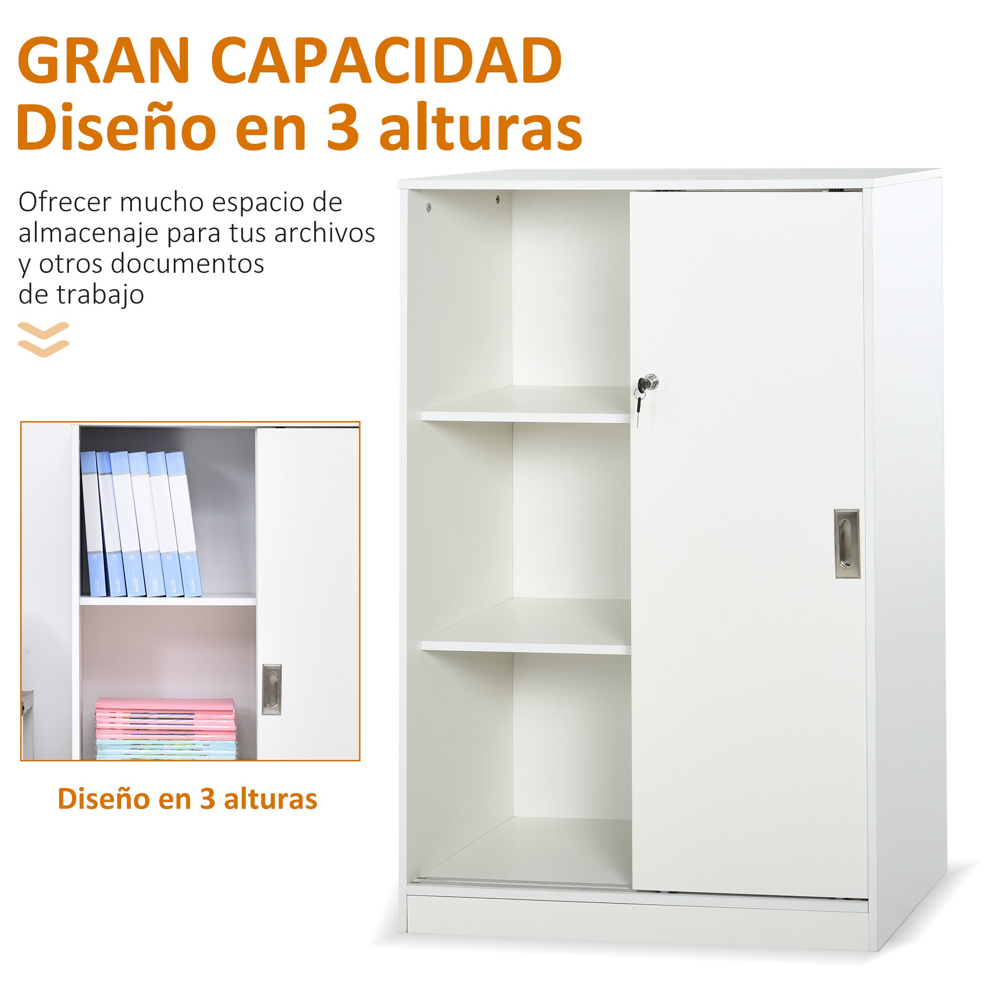 Armário de Escritório 80x40x120cm Branco - Organização e Segurança