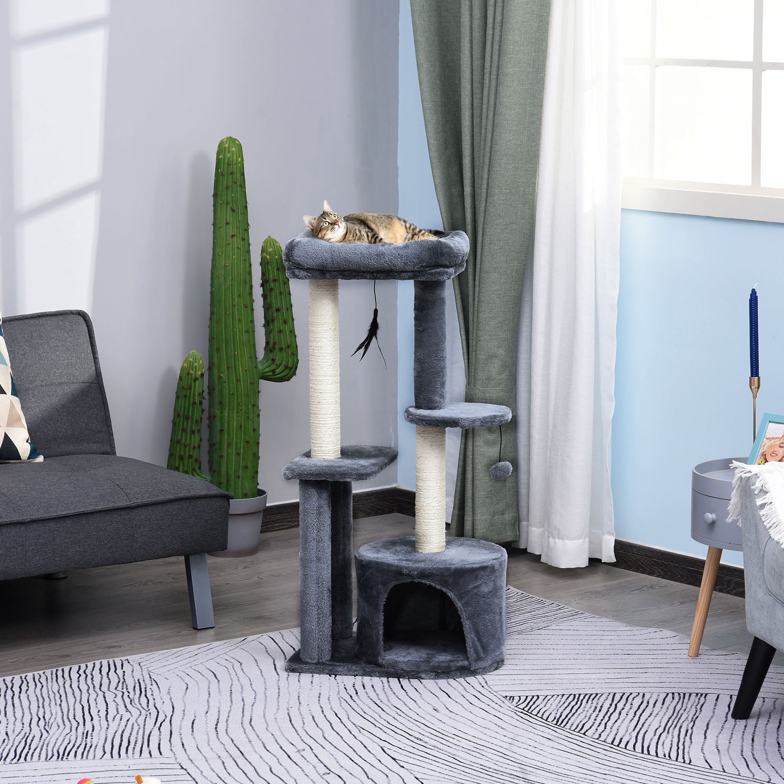 Arranhador para Gatos 100 cm Cinzento