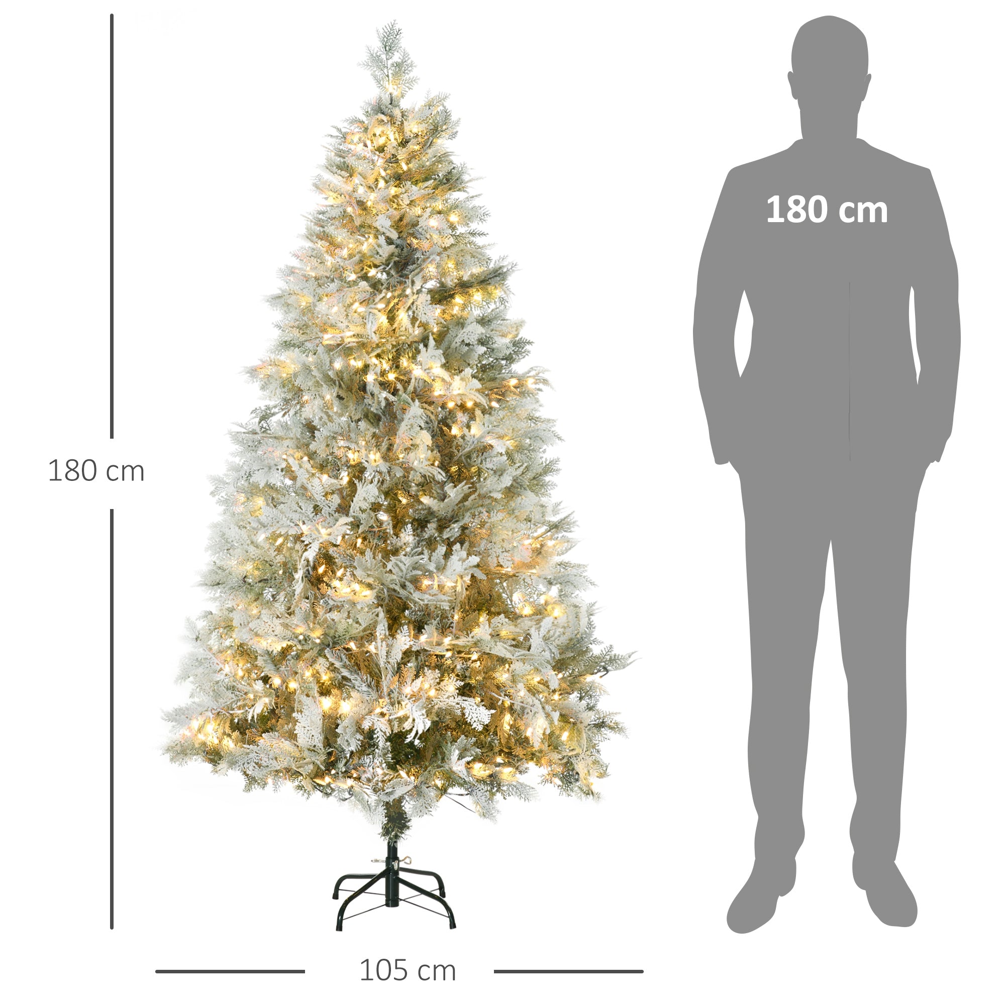 Árvore de Natal Artificial – Ø105x180 cm – Verde e Branco – PE, PVC e aço