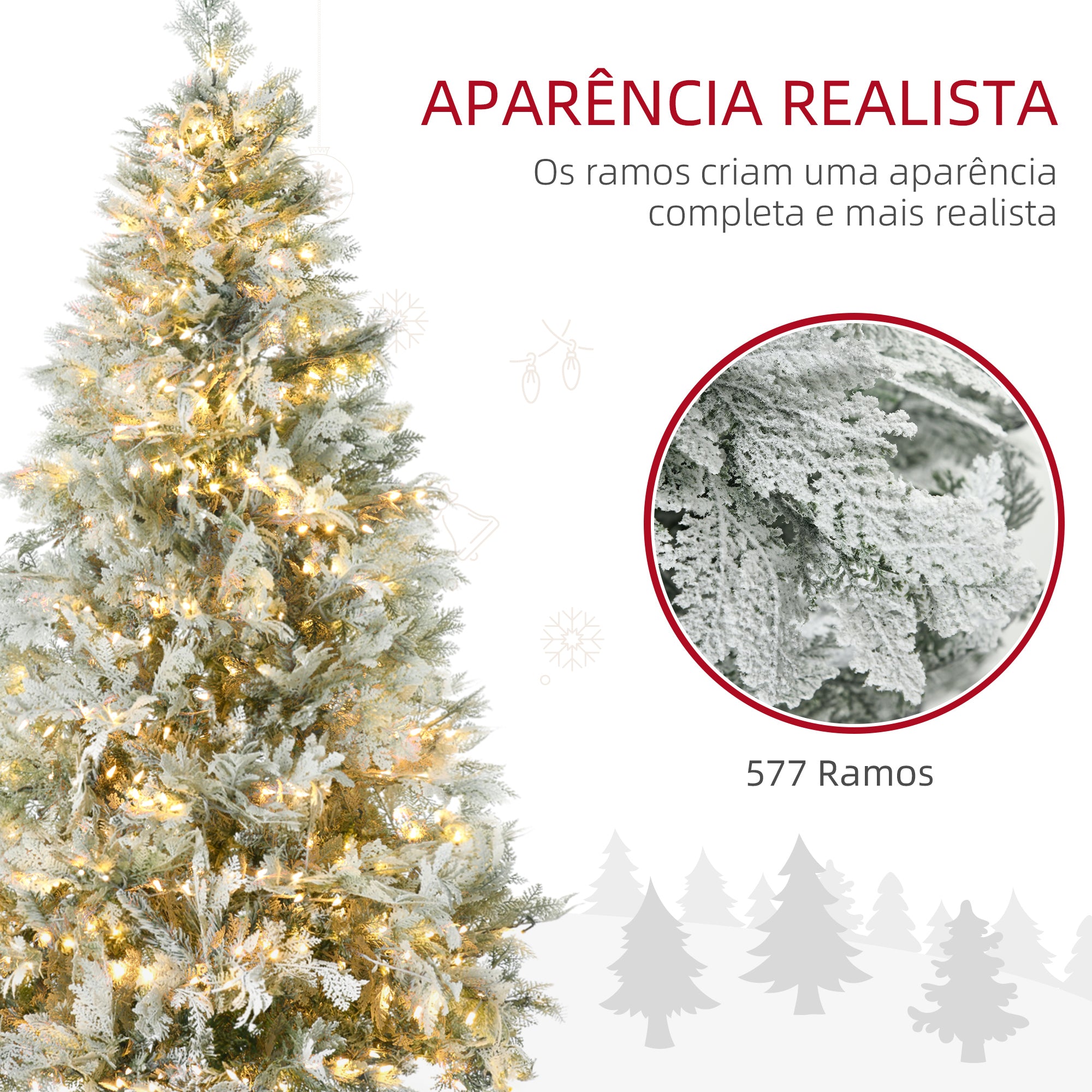 Árvore de Natal Artificial – Ø105x180 cm – Verde e Branco – PE, PVC e aço