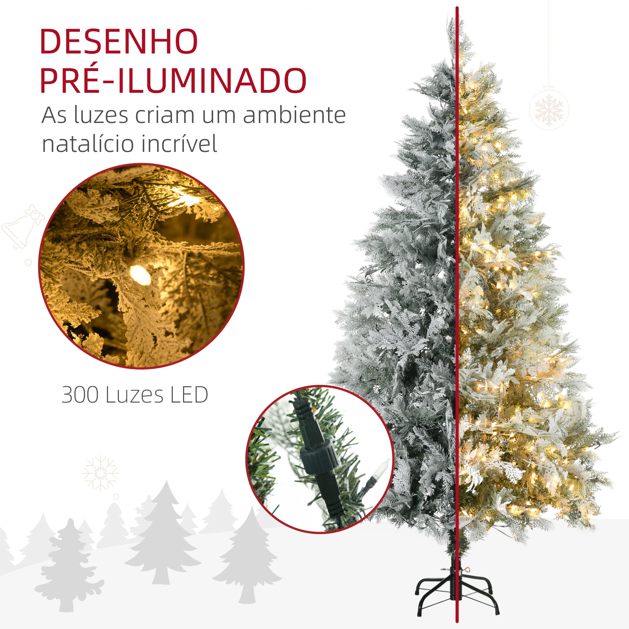 Árvore de Natal Artificial – Ø105x180 cm – Verde e Branco – PE, PVC e aço