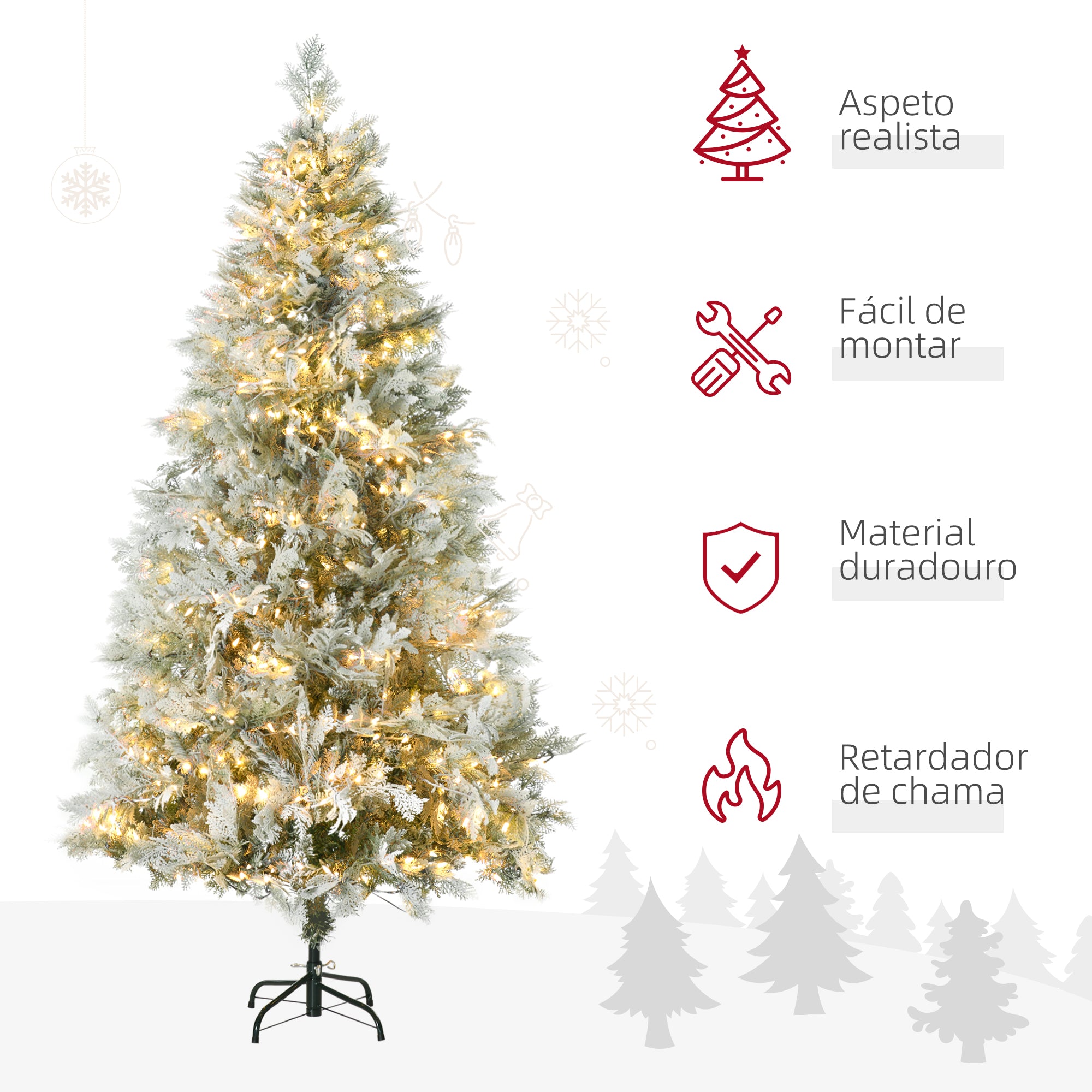 Árvore de Natal Artificial – Ø105x180 cm – Verde e Branco – PE, PVC e aço