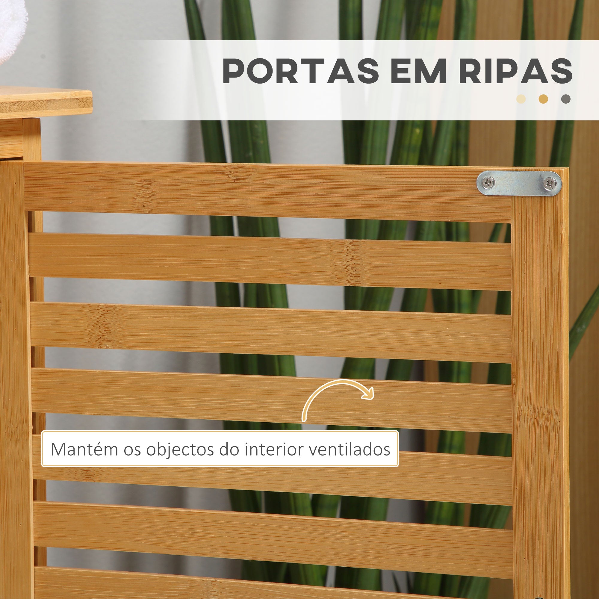 Móvel para Lavatório de Bambu Cor de Madeira Natural 66x29x61,5cm