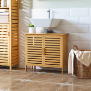 Móvel para Lavatório de Bambu Cor de Madeira Natural 66x29x61,5cm