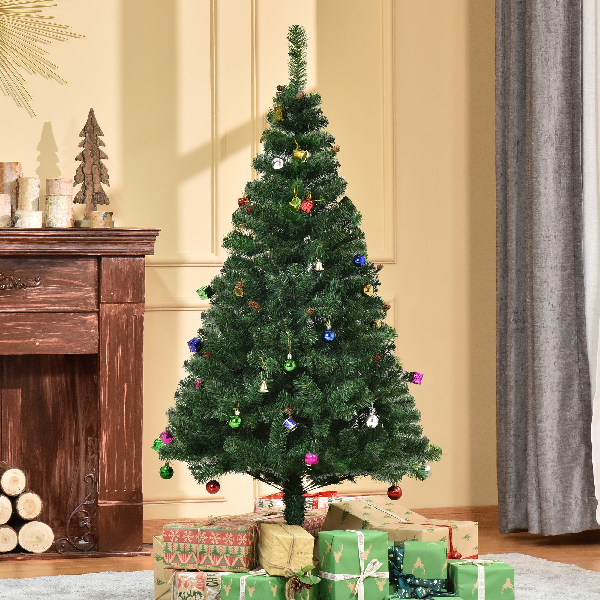 Árvore de Natal Artificial 150cm Verde com 420 Ramos e Decorações
