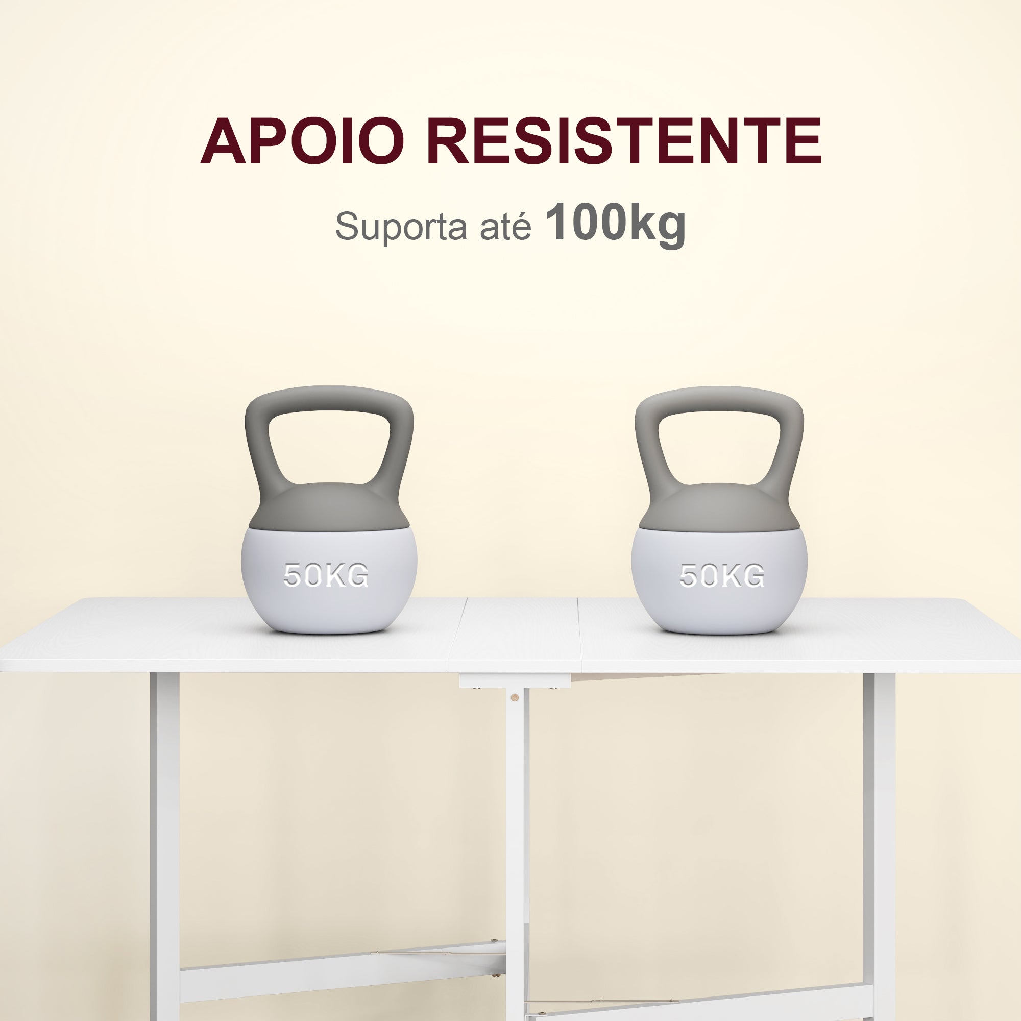 Mesa Dobrável para 4-6 Pessoas 120x80x73 cm Branco