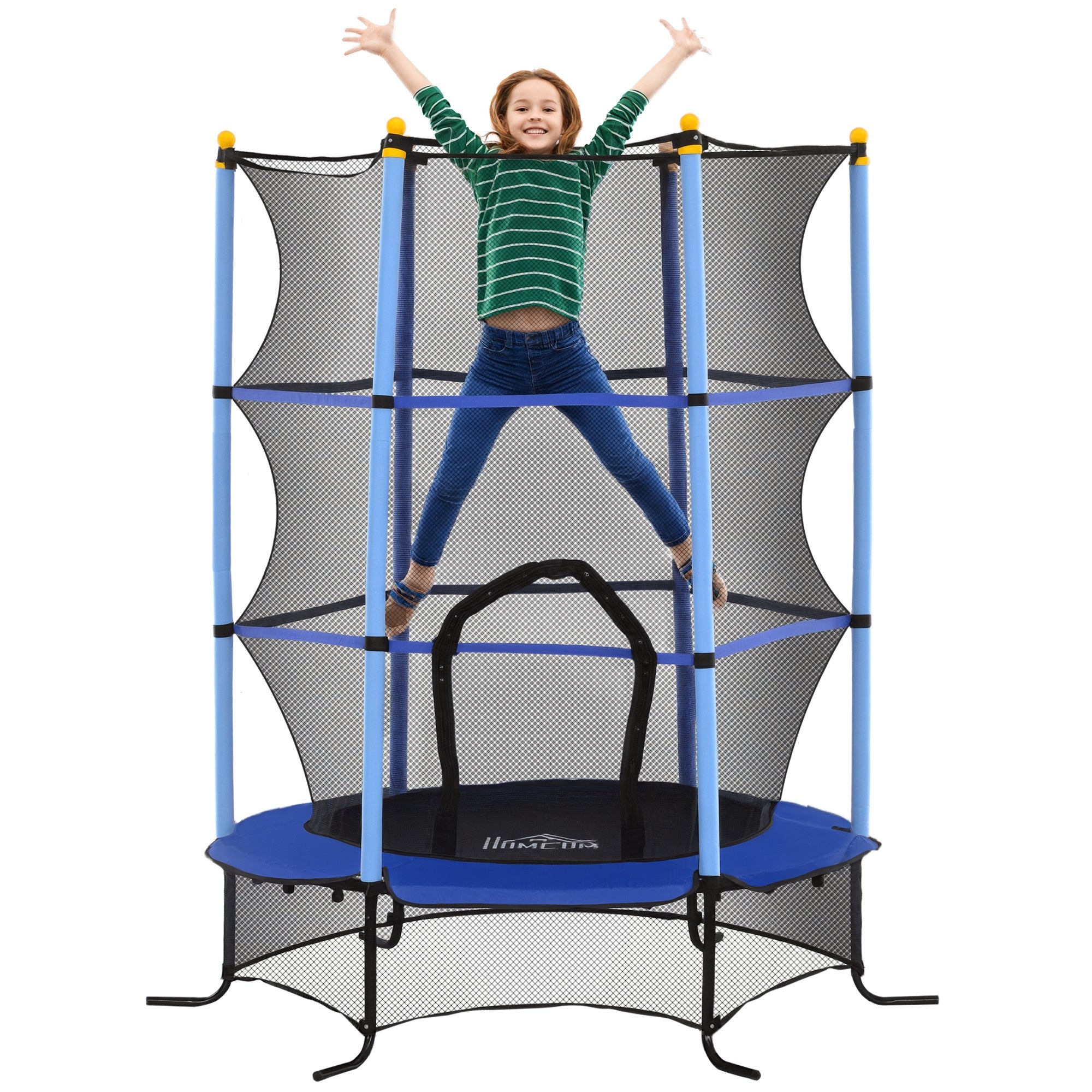 Trampolim Infantil Ø163x190 cm Azul para Crianças acima de 3 Anos
