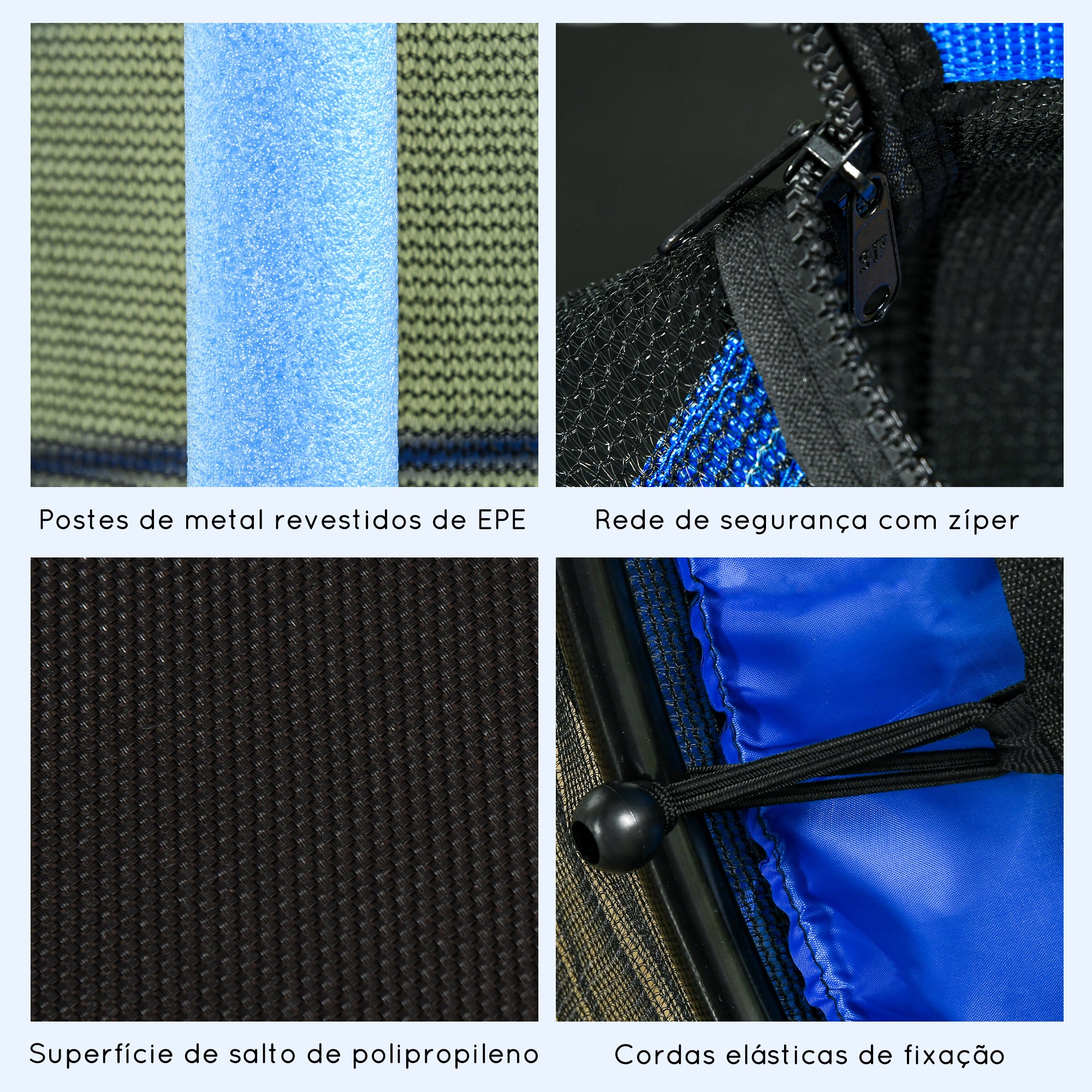 Trampolim Infantil Ø163x190 cm Azul para Crianças acima de 3 Anos