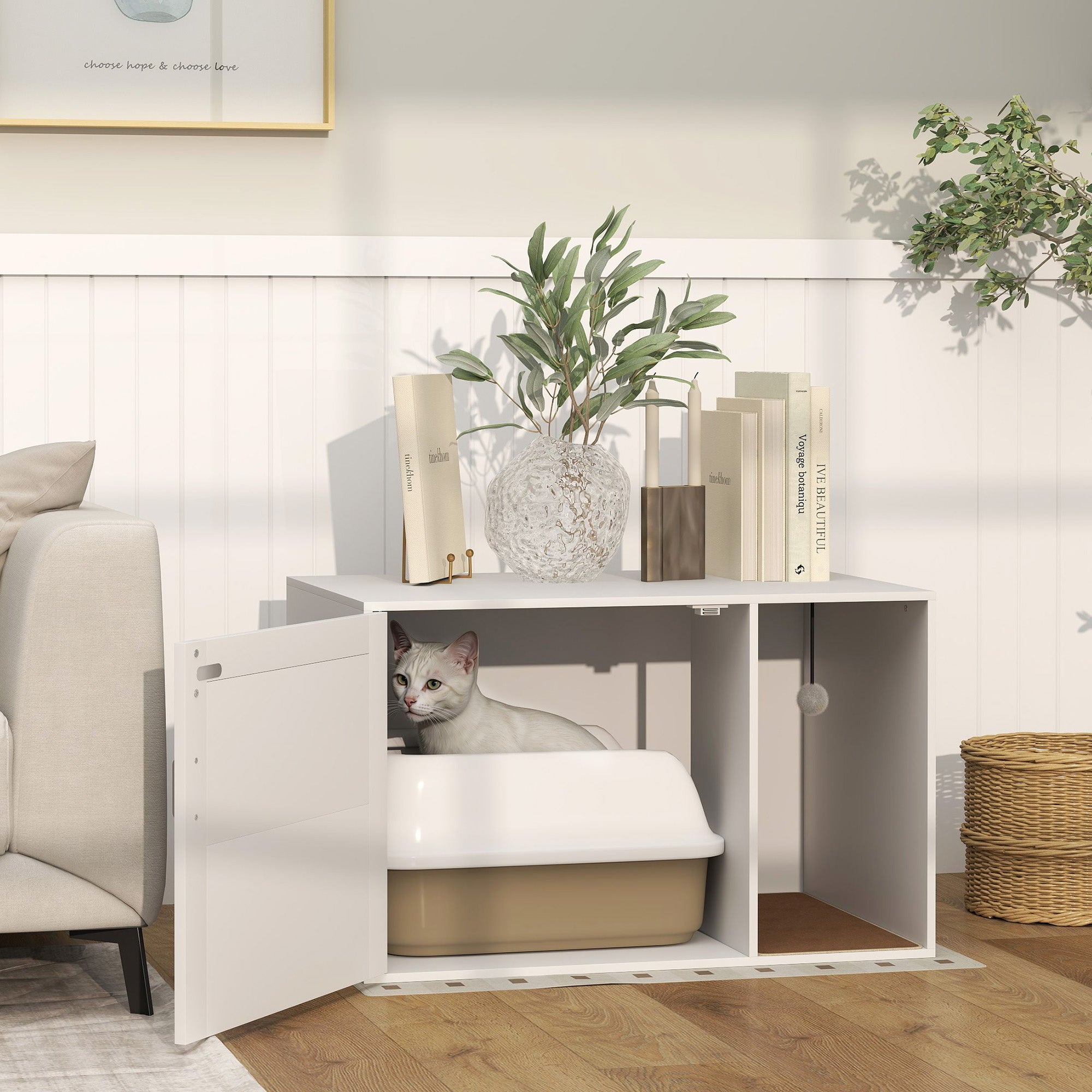 Móvel Caixa de Areia para Gatos 80x50x50 cm - Branco