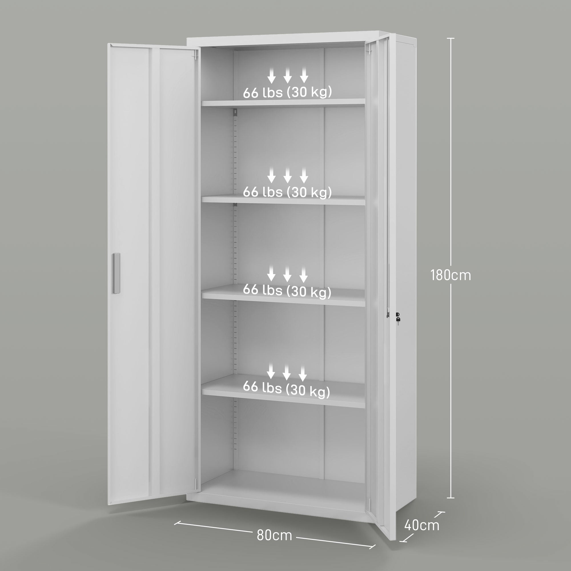 Armário de Arquivos Metálico 80x40x180 cm - Branco