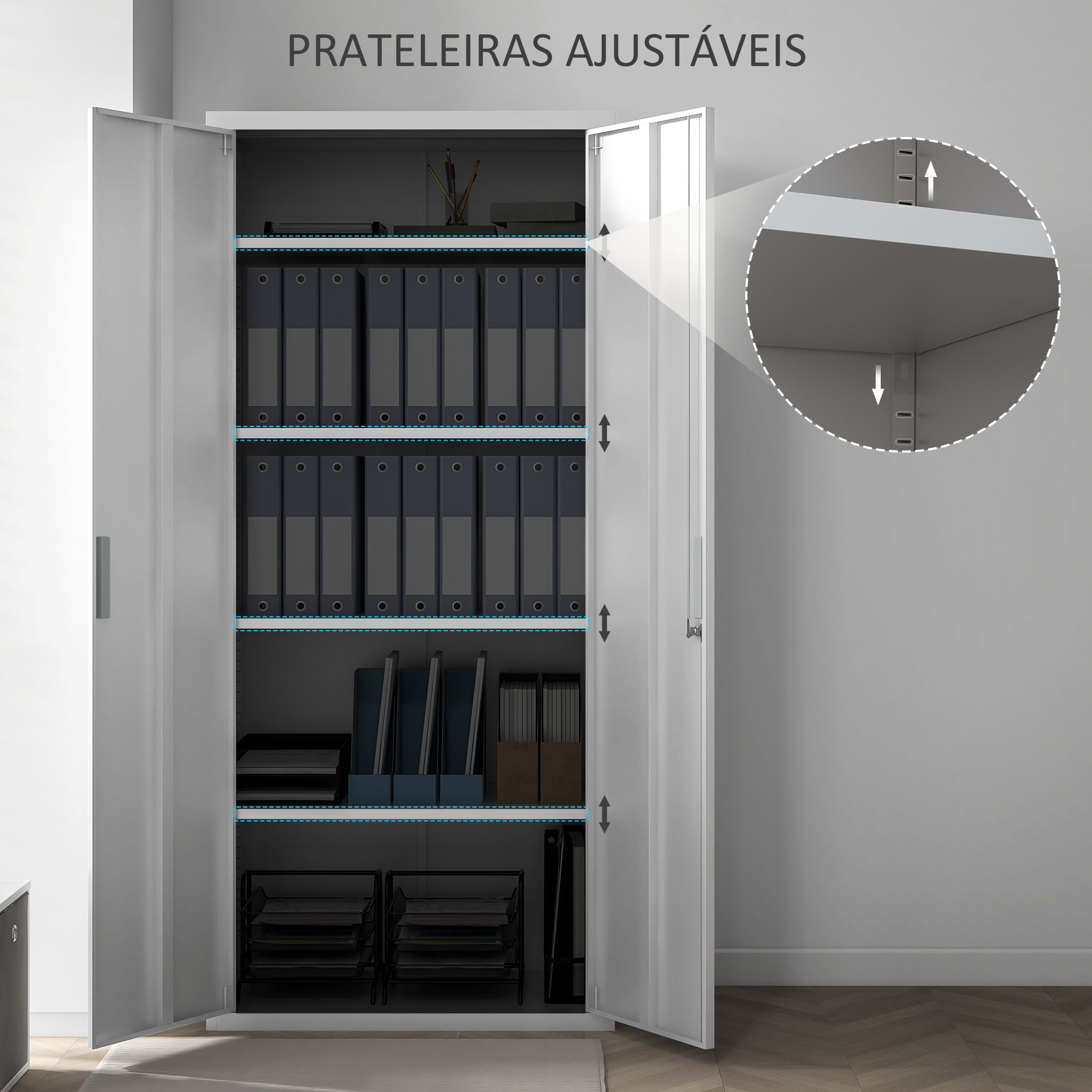 Armário de Arquivos Metálico 80x40x180 cm - Branco