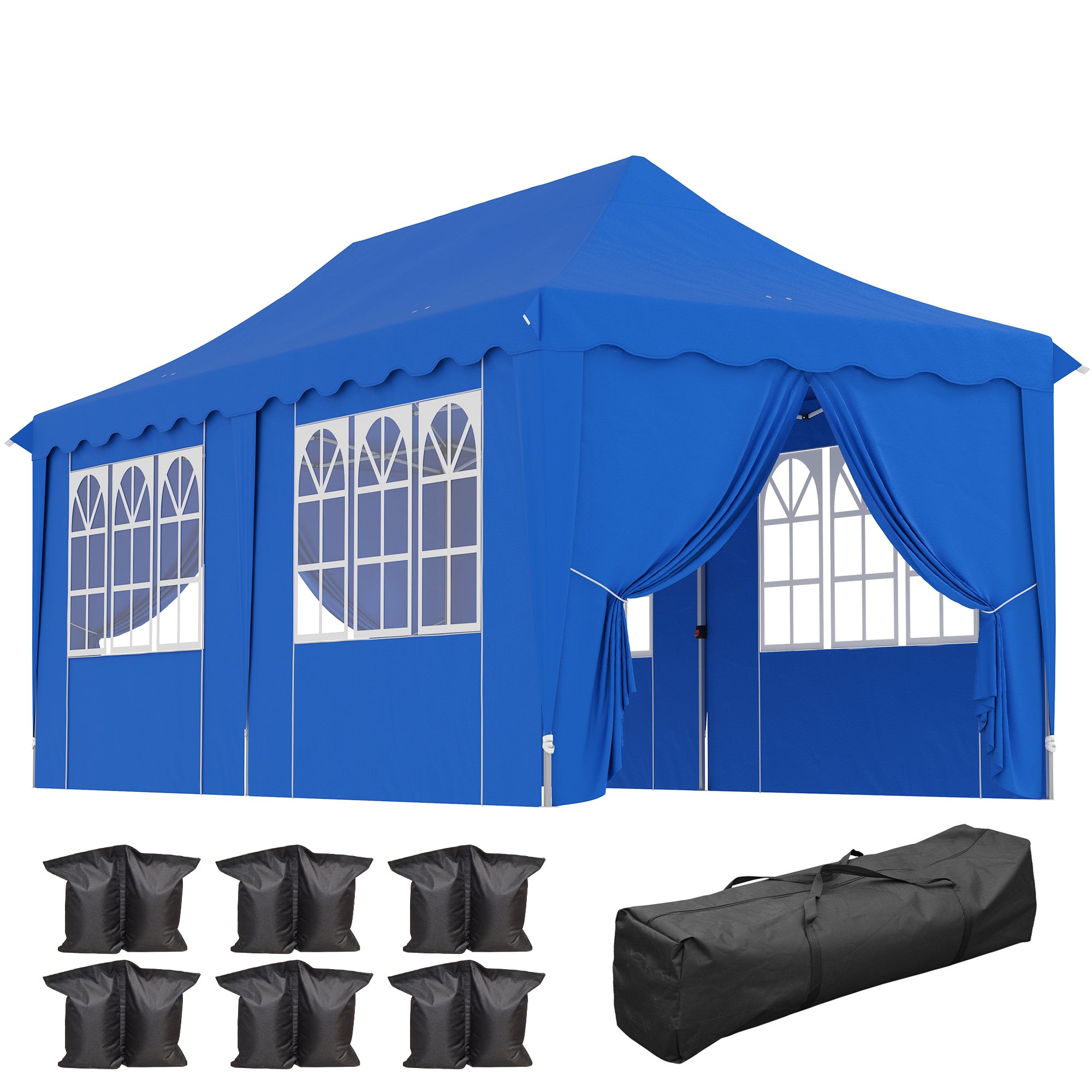Tenda Dobrável Pop Up 596x300x315 cm Azul