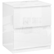Mesa de Cabeceira Moderna com 2 Gavetas 40x34x45 cm - Branco de Alto Brilho