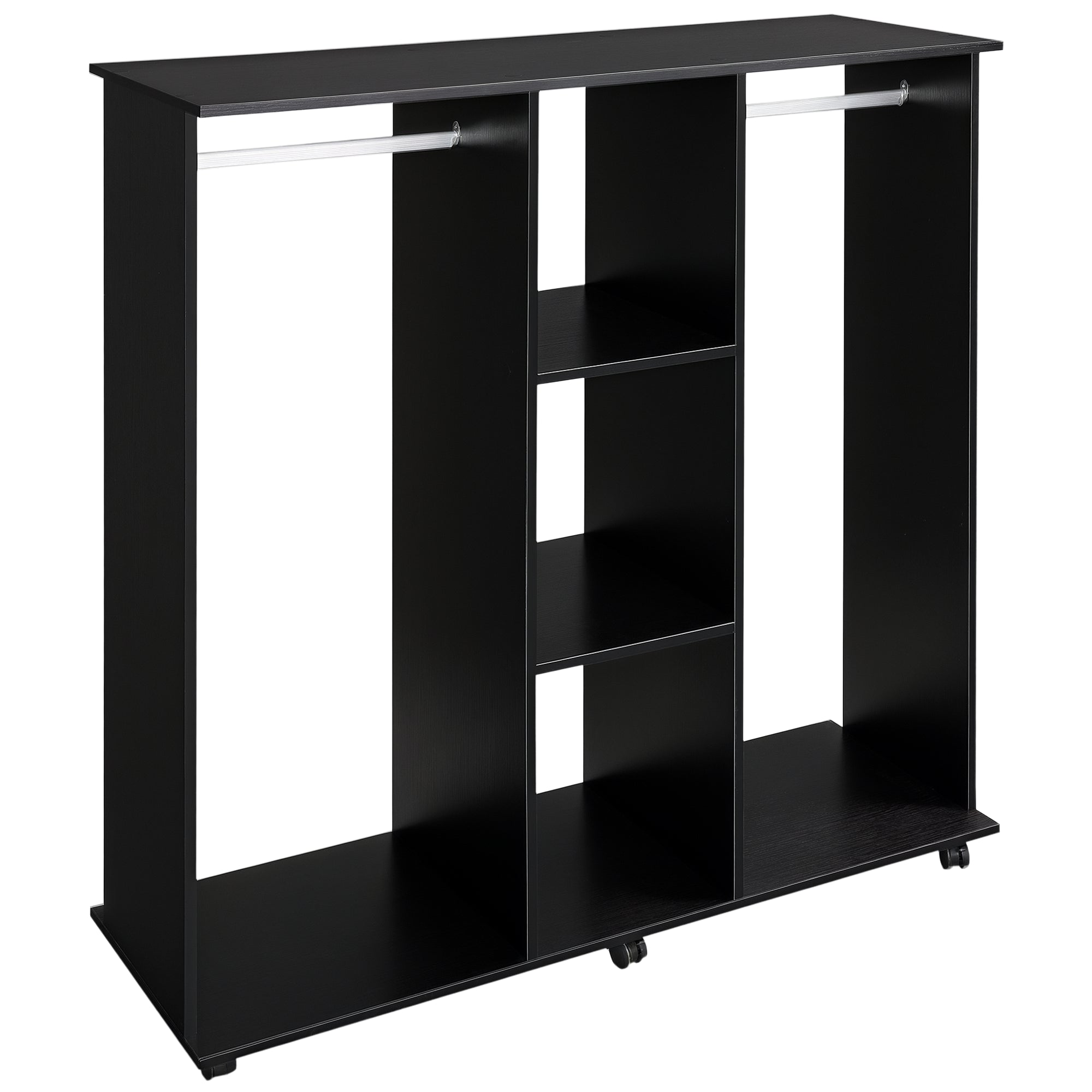 Roupeiro Aberto com 2 Barras - 120x40x128 cm - Preto