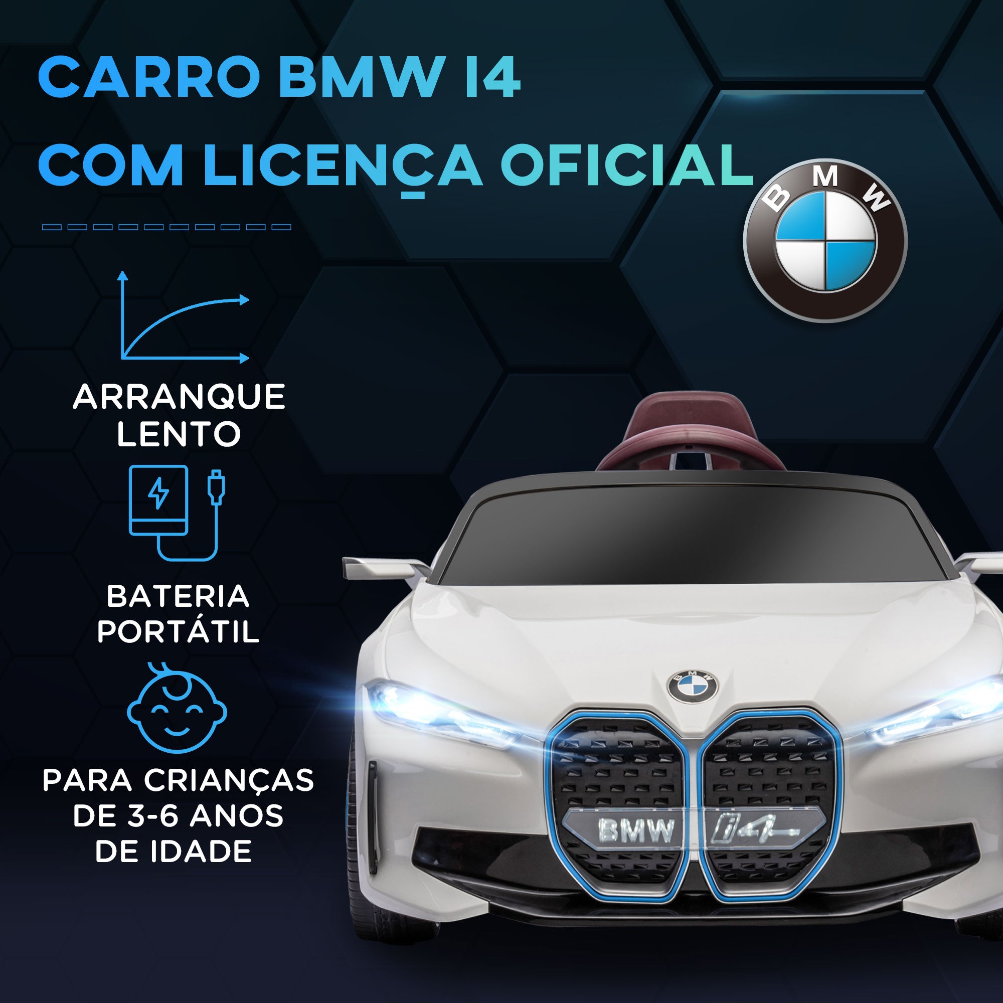 Carro Elétrico para Crianças 115x67x45 cm Branco
