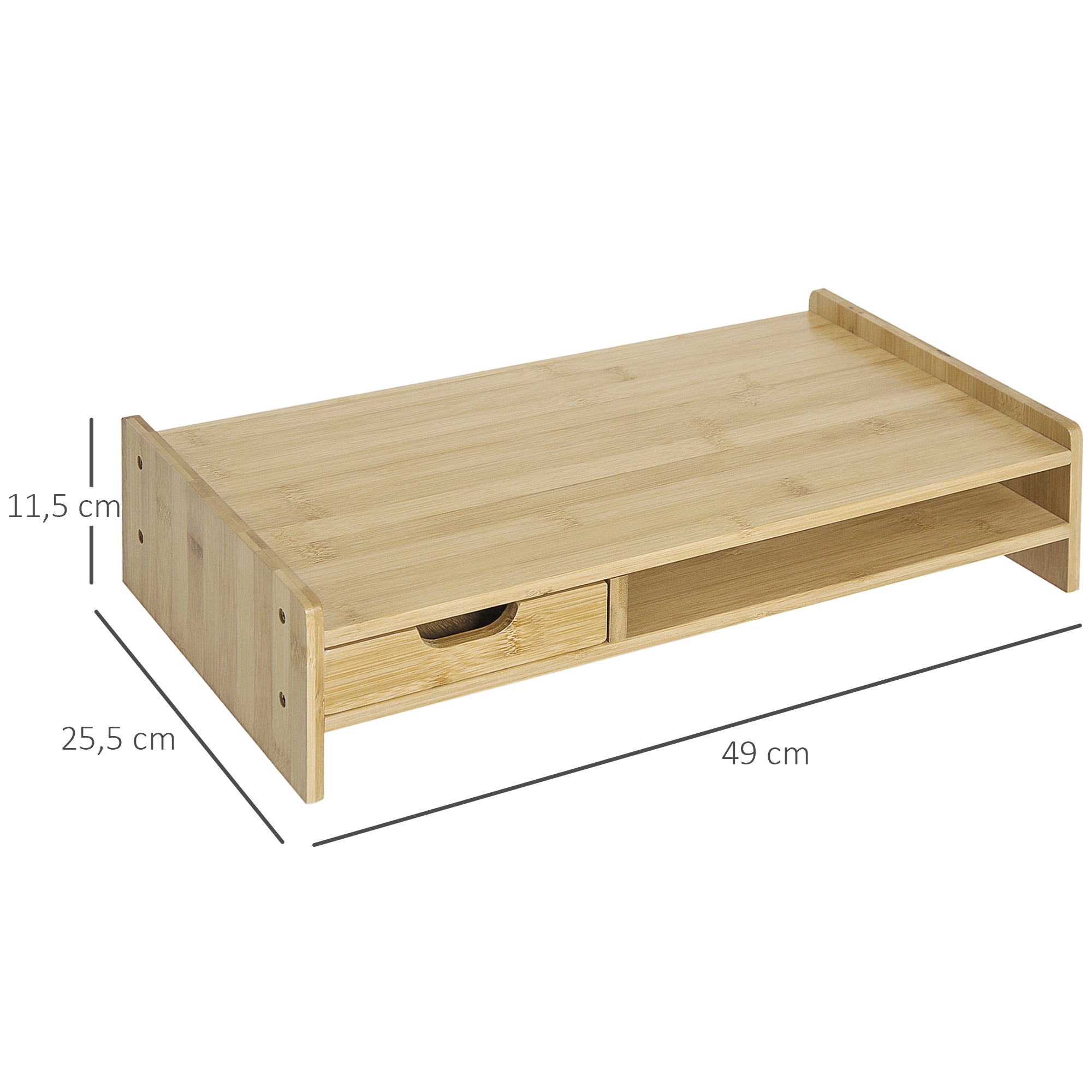 Suporte para Monitor de Bambu 49x25,5x11,5 cm - Cor de Madeira Natural