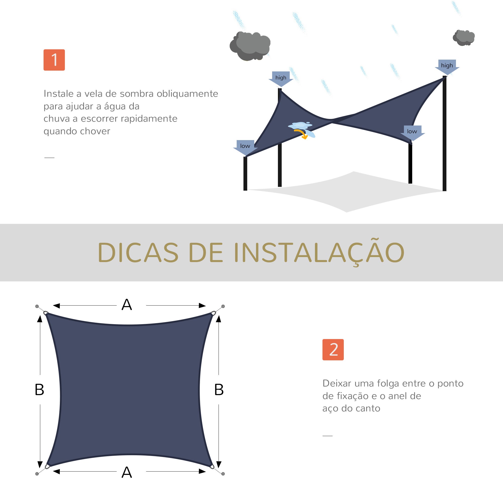 Vela de Sombra Retangular Azul 400x600 cm HDPE Proteção UV