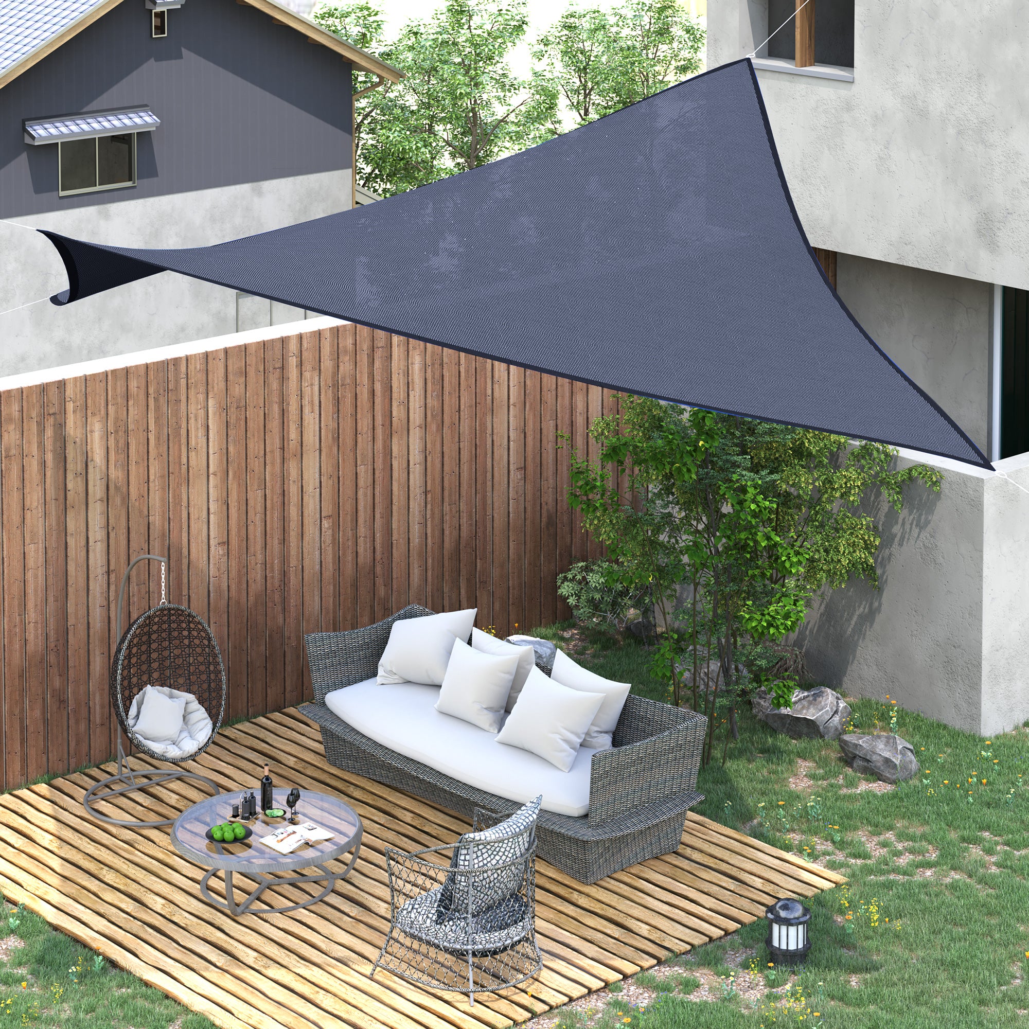 Vela de Sombra Retangular Azul 400x600 cm HDPE Proteção UV