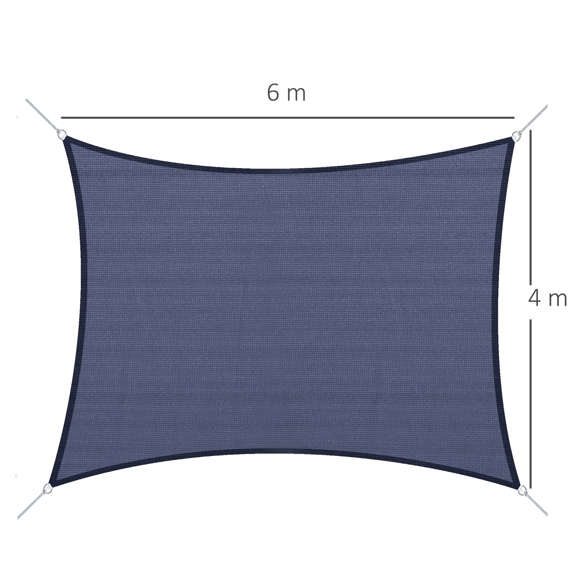 Vela de Sombra Retangular Azul 400x600 cm HDPE Proteção UV